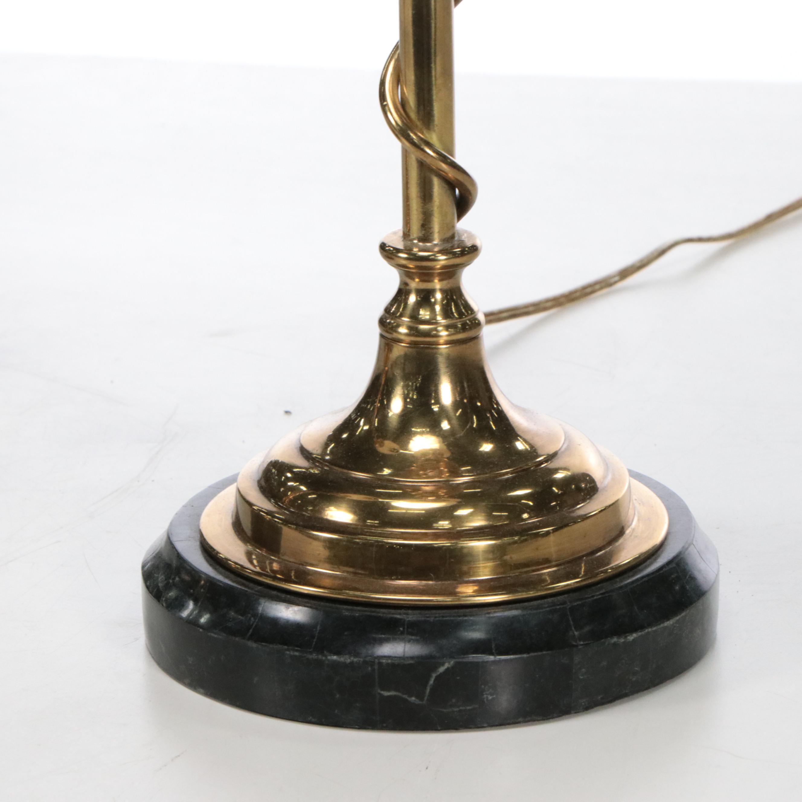 Maitland-Smith Brass Spiral Candlestick Console Lamps with Cotton Shades