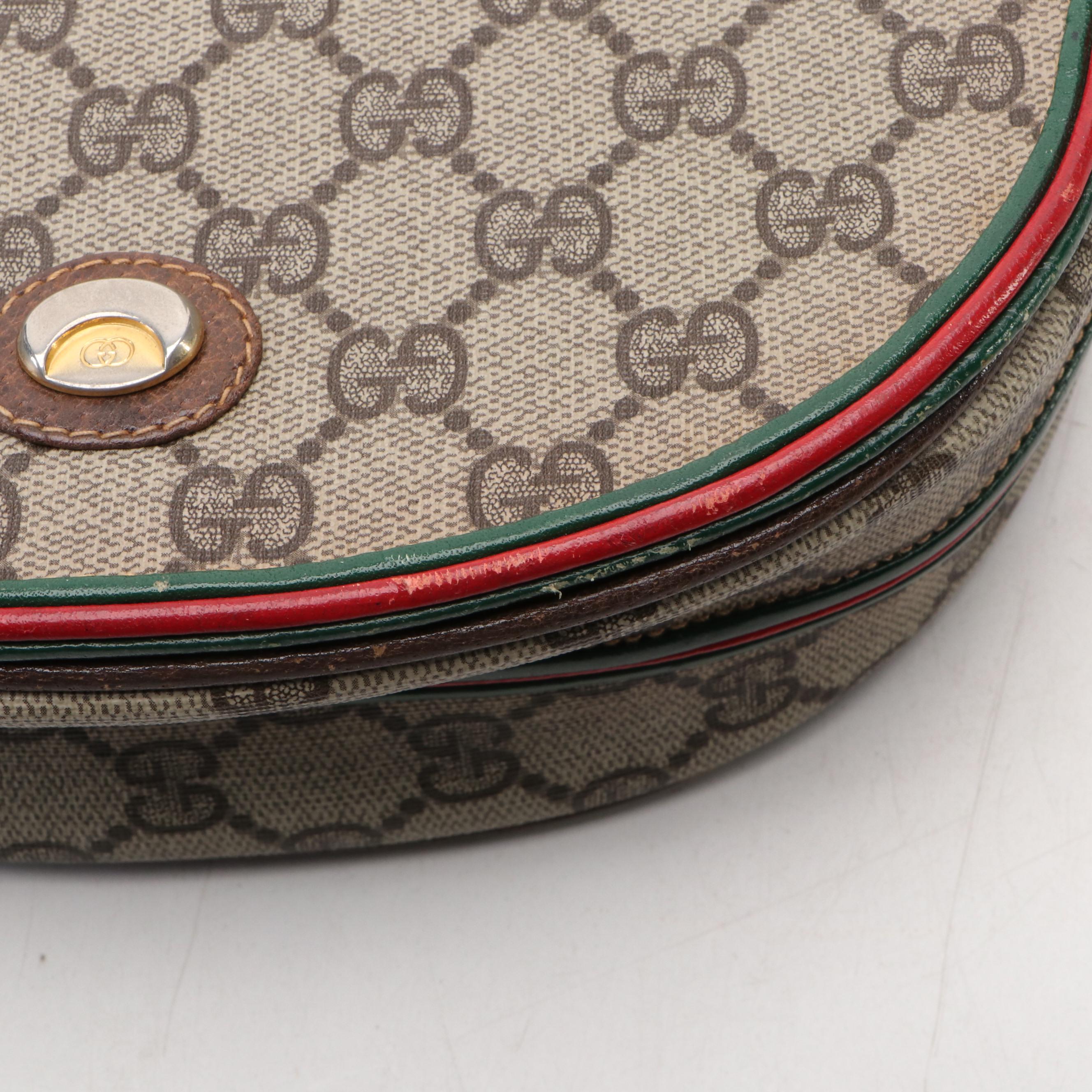 Gucci Saddle Bag in GG Supreme Canvas with Red/Green Leather Trim, 1980s