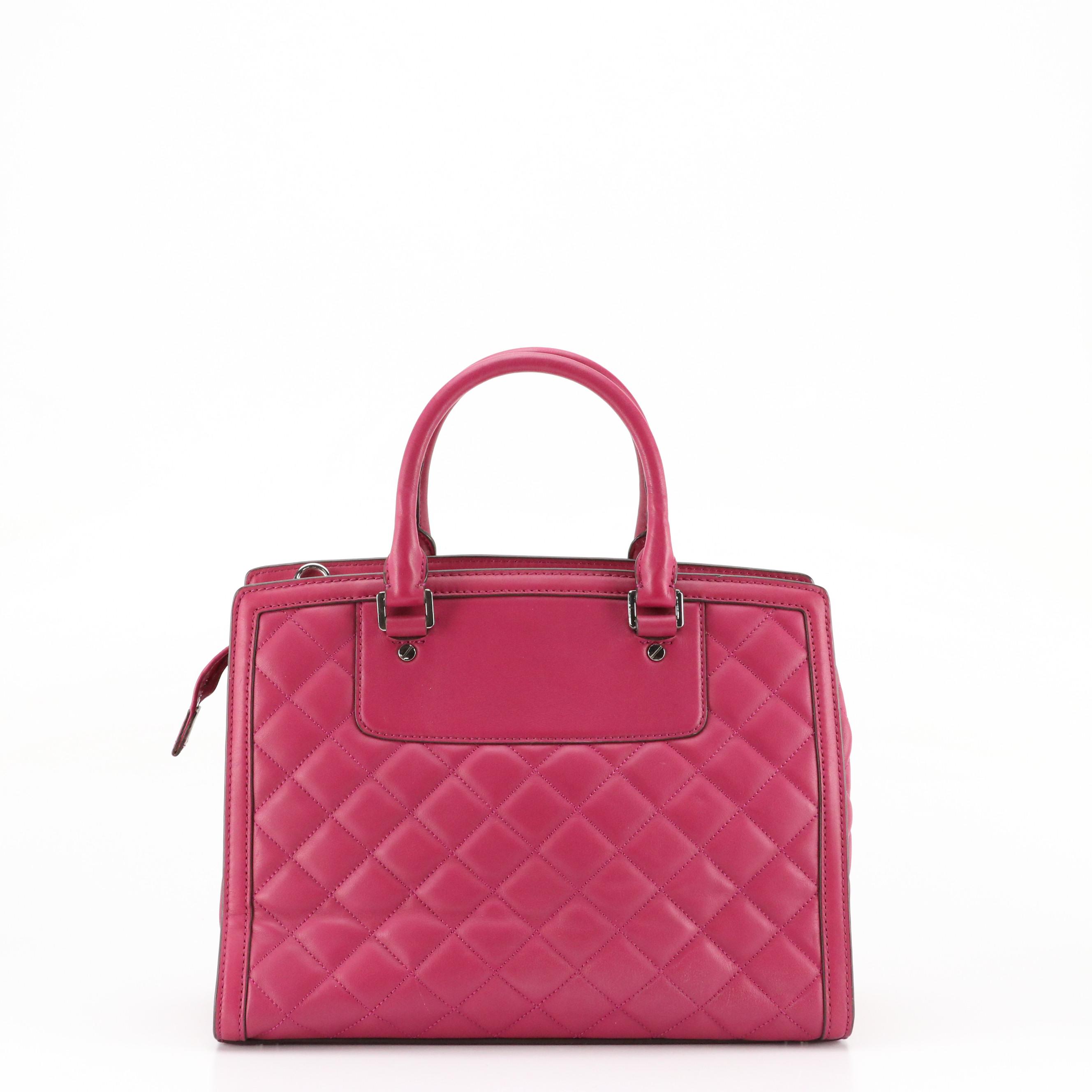 Michael Kors Quilted Magenta Leather Selma Satchel and Fulton Python Hobo Bag