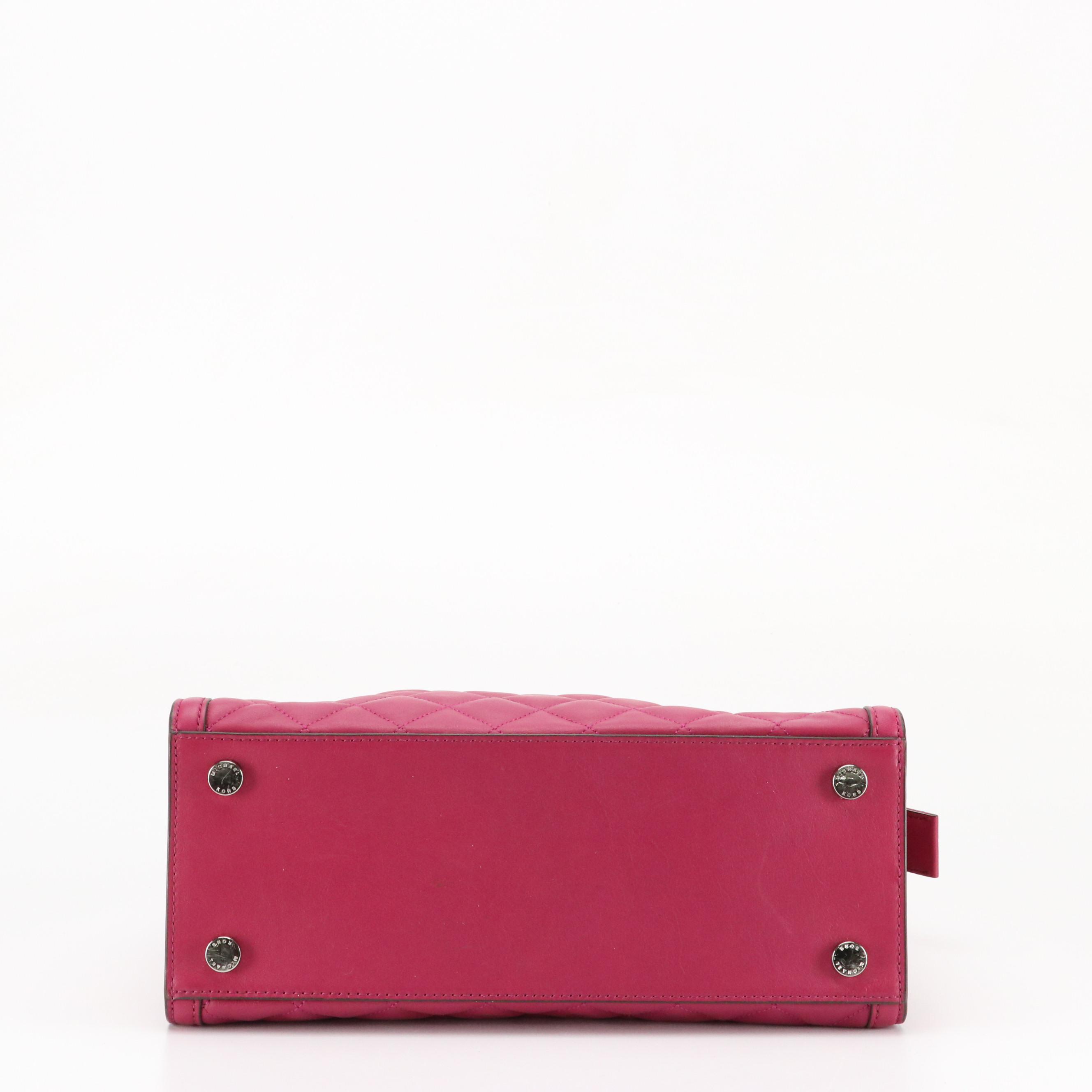 Michael Kors Quilted Magenta Leather Selma Satchel and Fulton Python Hobo Bag