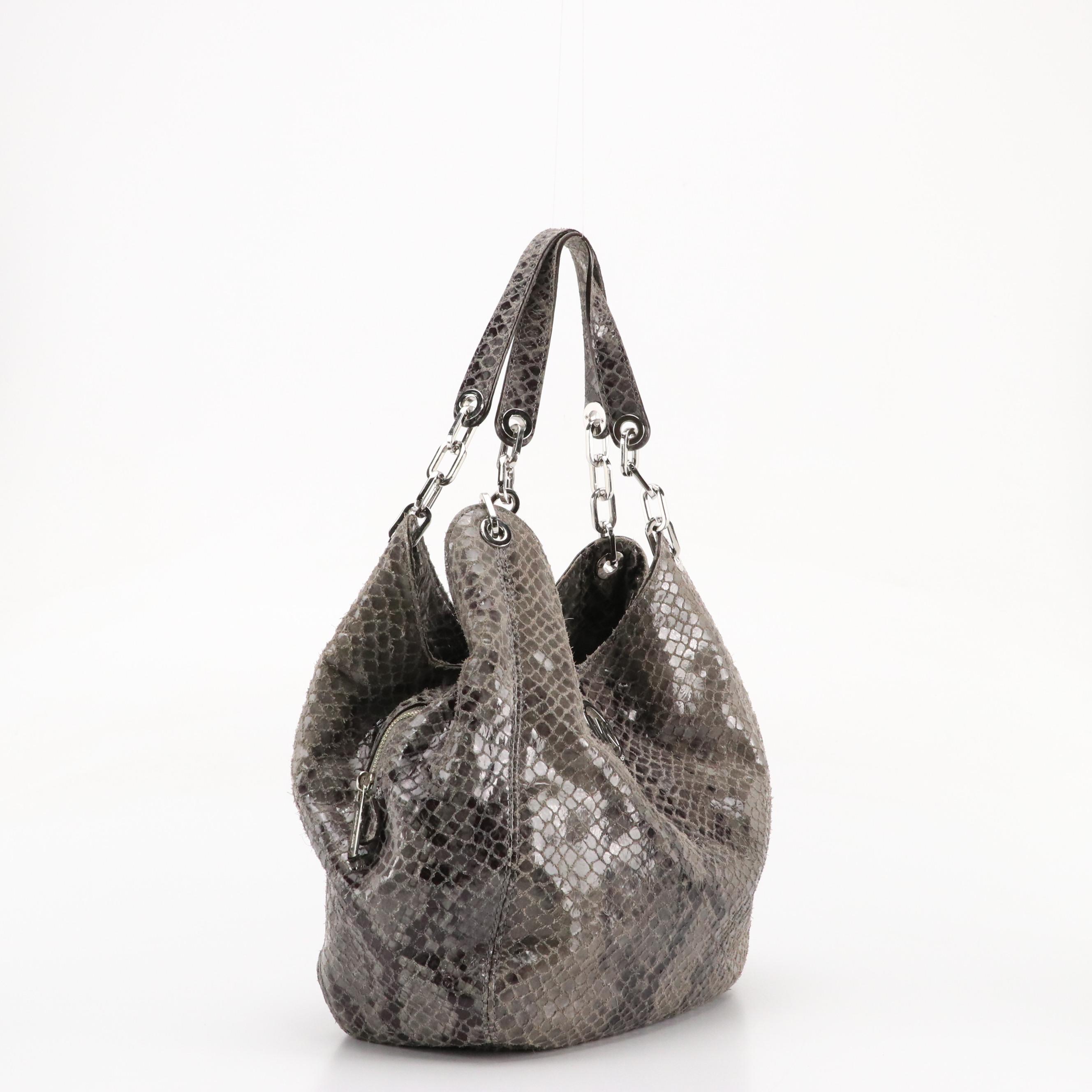 Michael Kors Quilted Magenta Leather Selma Satchel and Fulton Python Hobo Bag