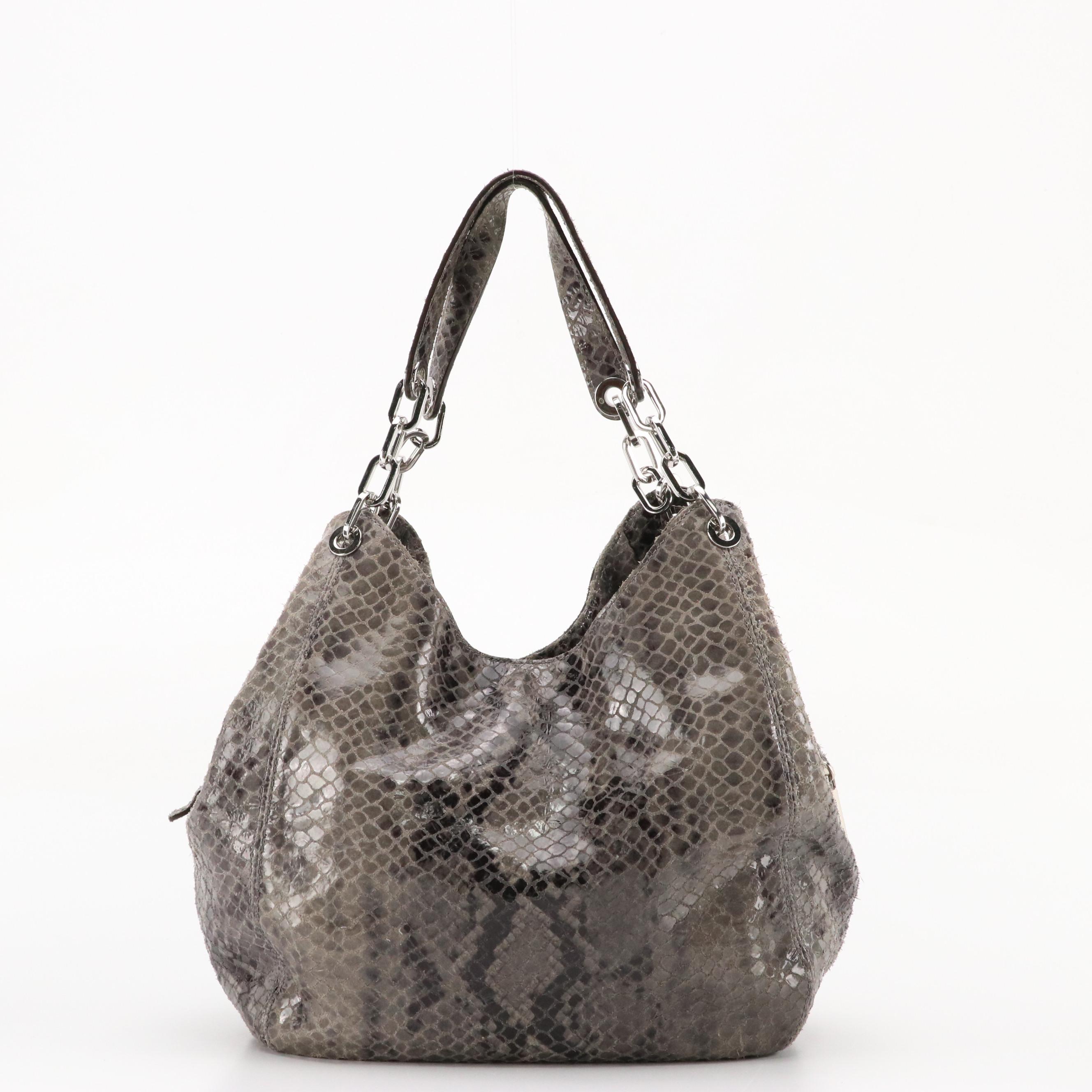 Michael Kors Quilted Magenta Leather Selma Satchel and Fulton Python Hobo Bag