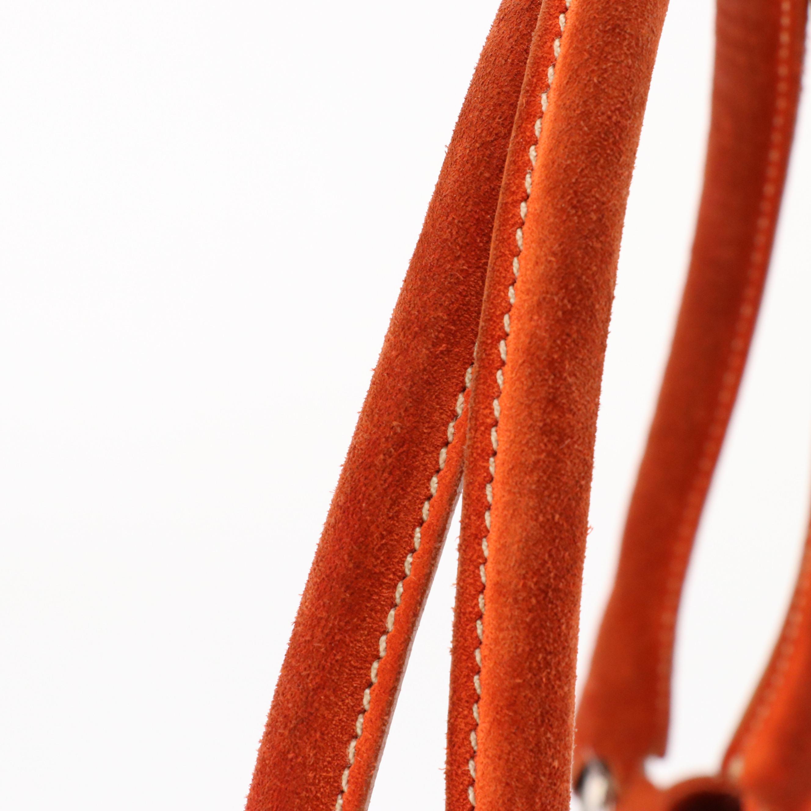 Prada Suede Grommet Buckle Strap Shoulder Bag with Contrast Stitching