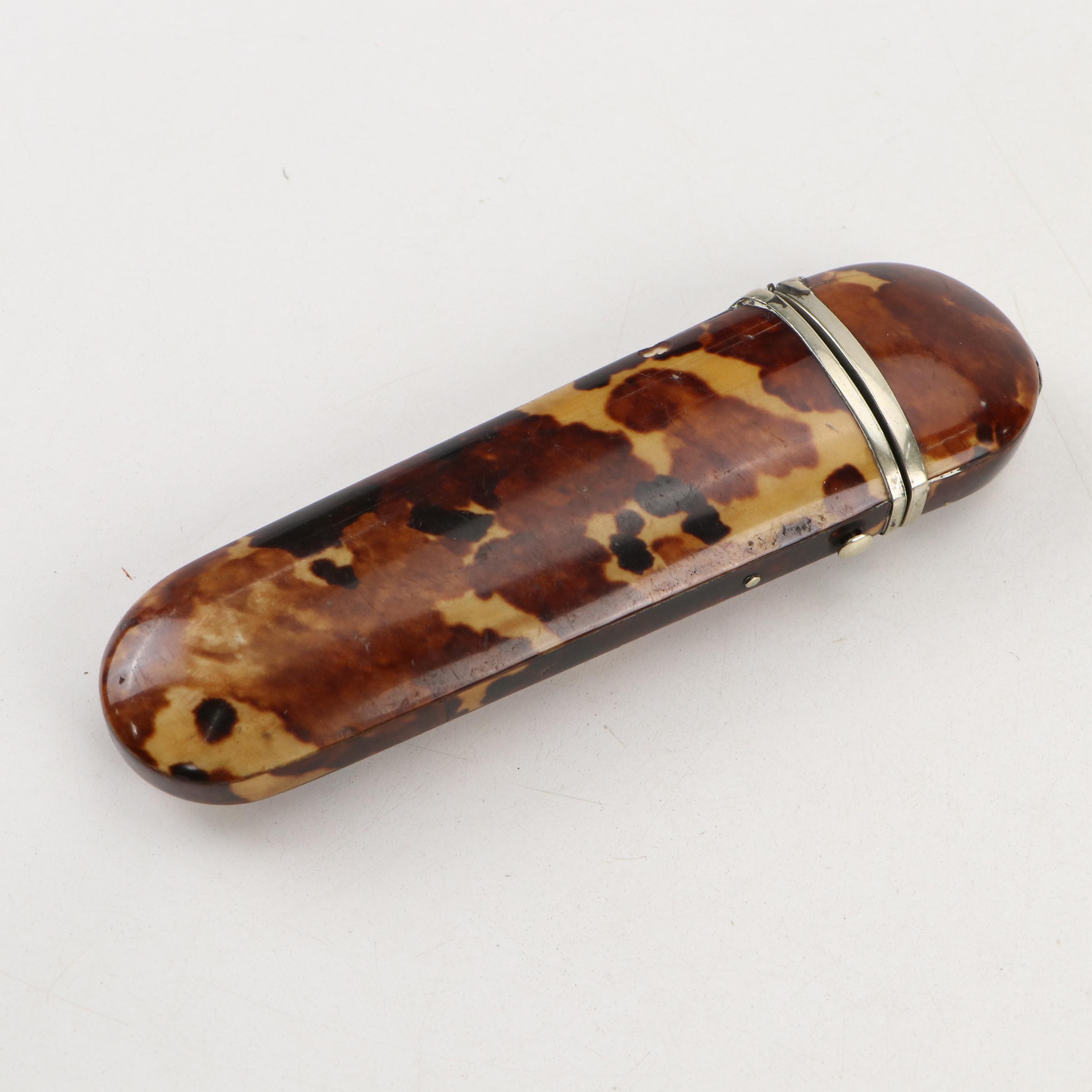 Victorian Sterling Silver Inlay Tortoise Shell Coin Purse with Spectacles Case