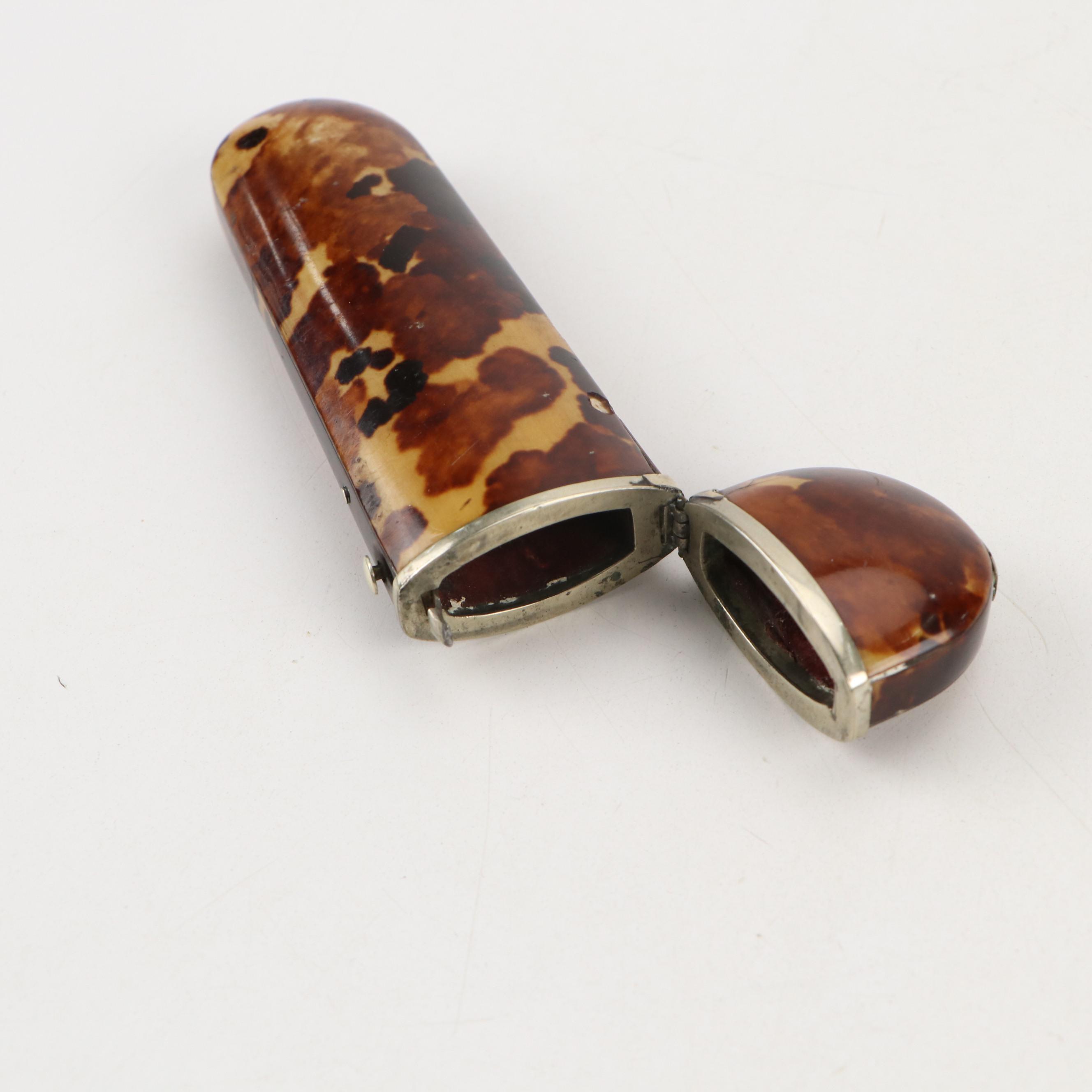 Victorian Sterling Silver Inlay Tortoise Shell Coin Purse with Spectacles Case