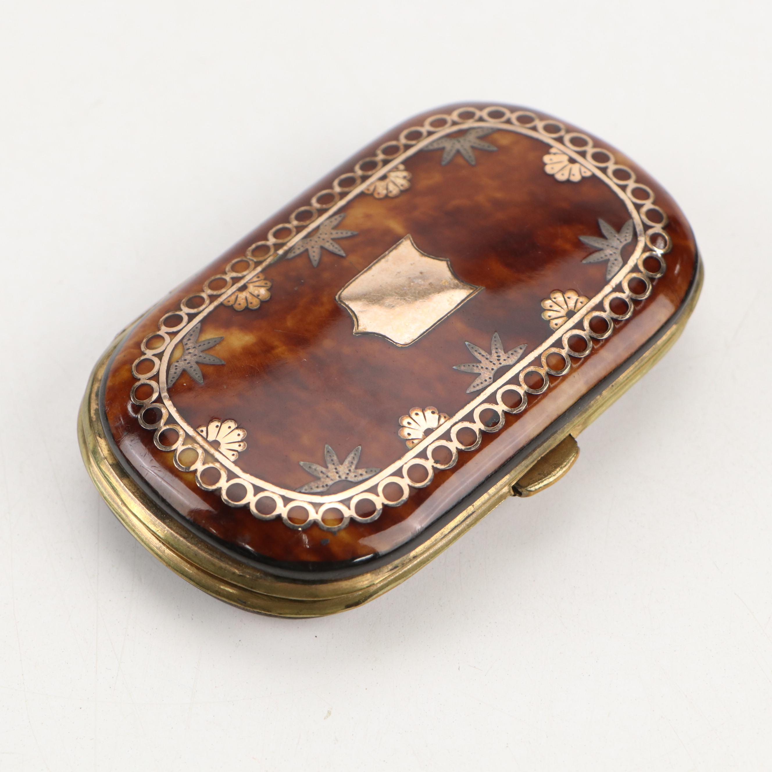 Victorian Sterling Silver Inlay Tortoise Shell Coin Purse with Spectacles Case