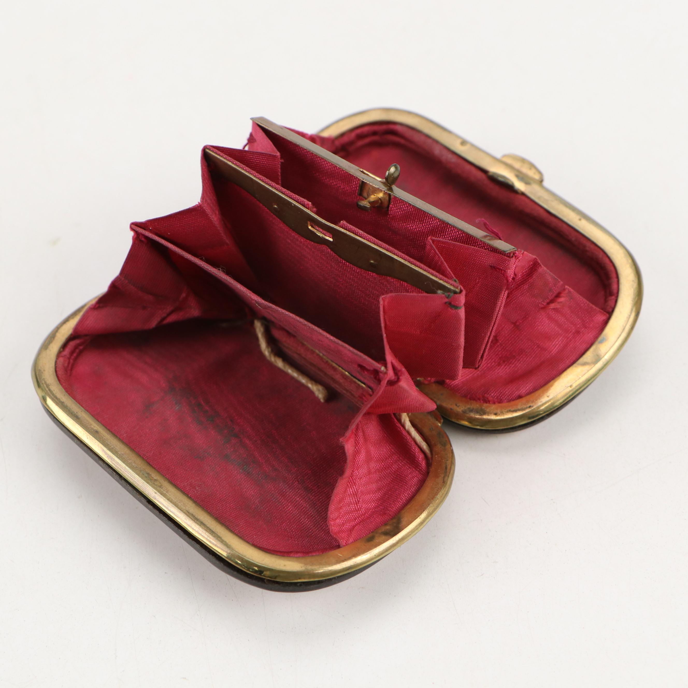 Victorian Sterling Silver Inlay Tortoise Shell Coin Purse with Spectacles Case