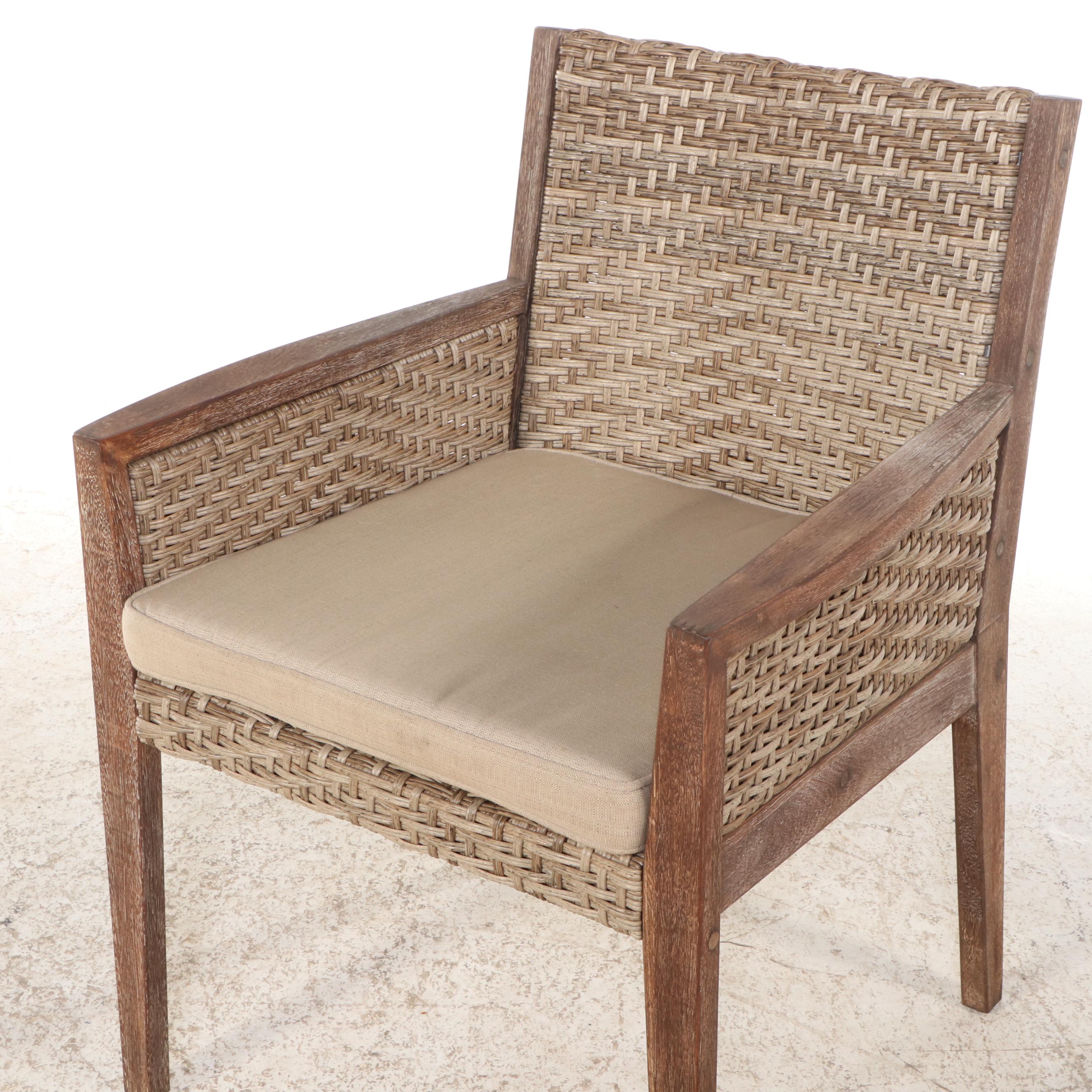 Set of Six Kingston Casual Teak and Vinyl Outdoor Armchairs