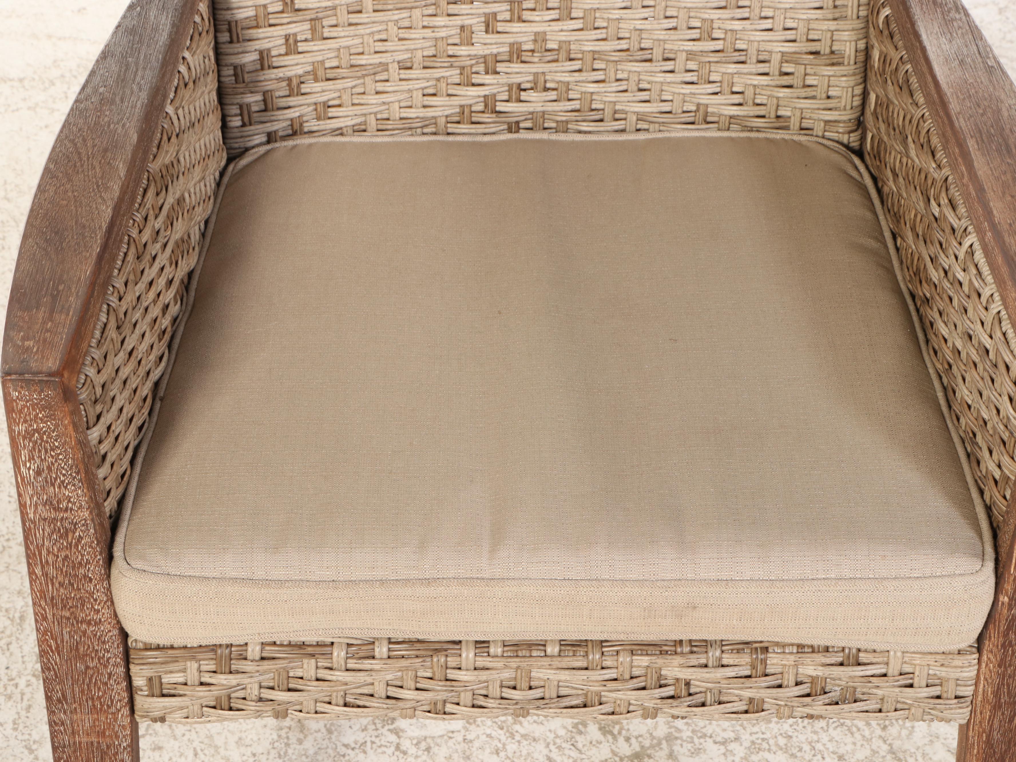 Set of Six Kingston Casual Teak and Vinyl Outdoor Armchairs