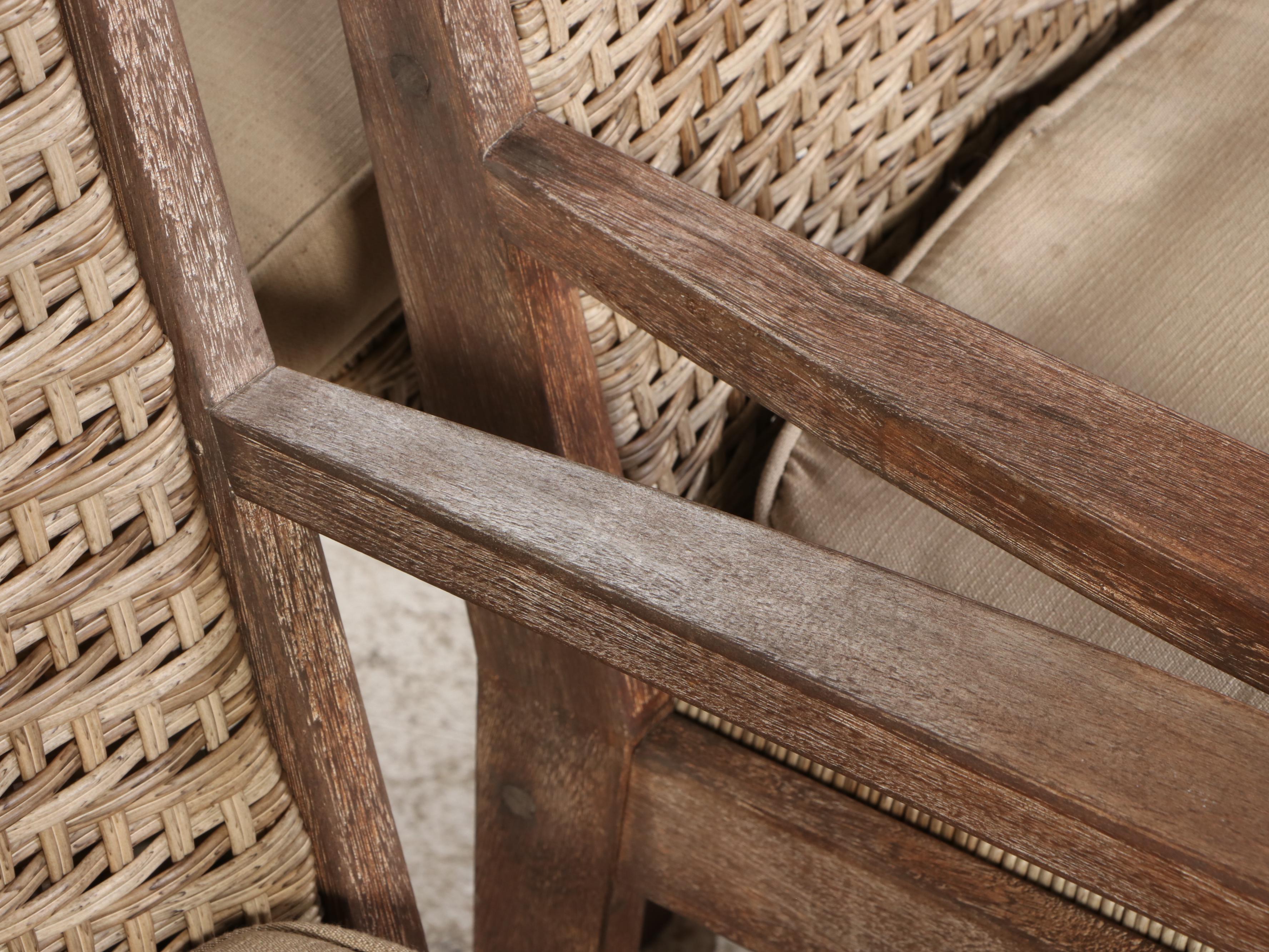 Set of Six Kingston Casual Teak and Vinyl Outdoor Armchairs