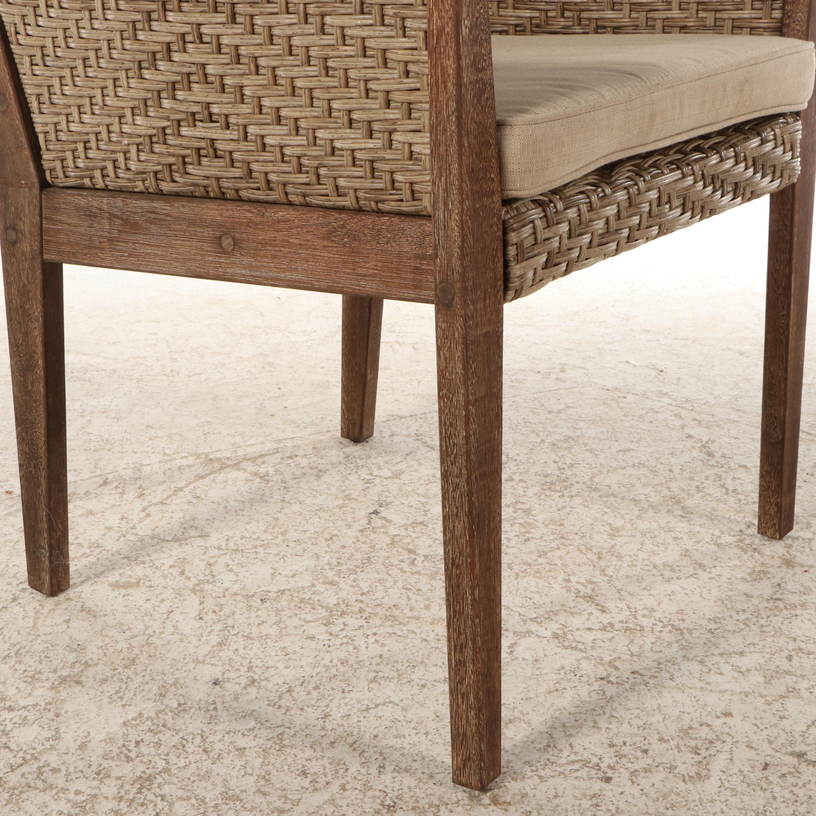 Set of Six Kingston Casual Teak and Vinyl Outdoor Armchairs