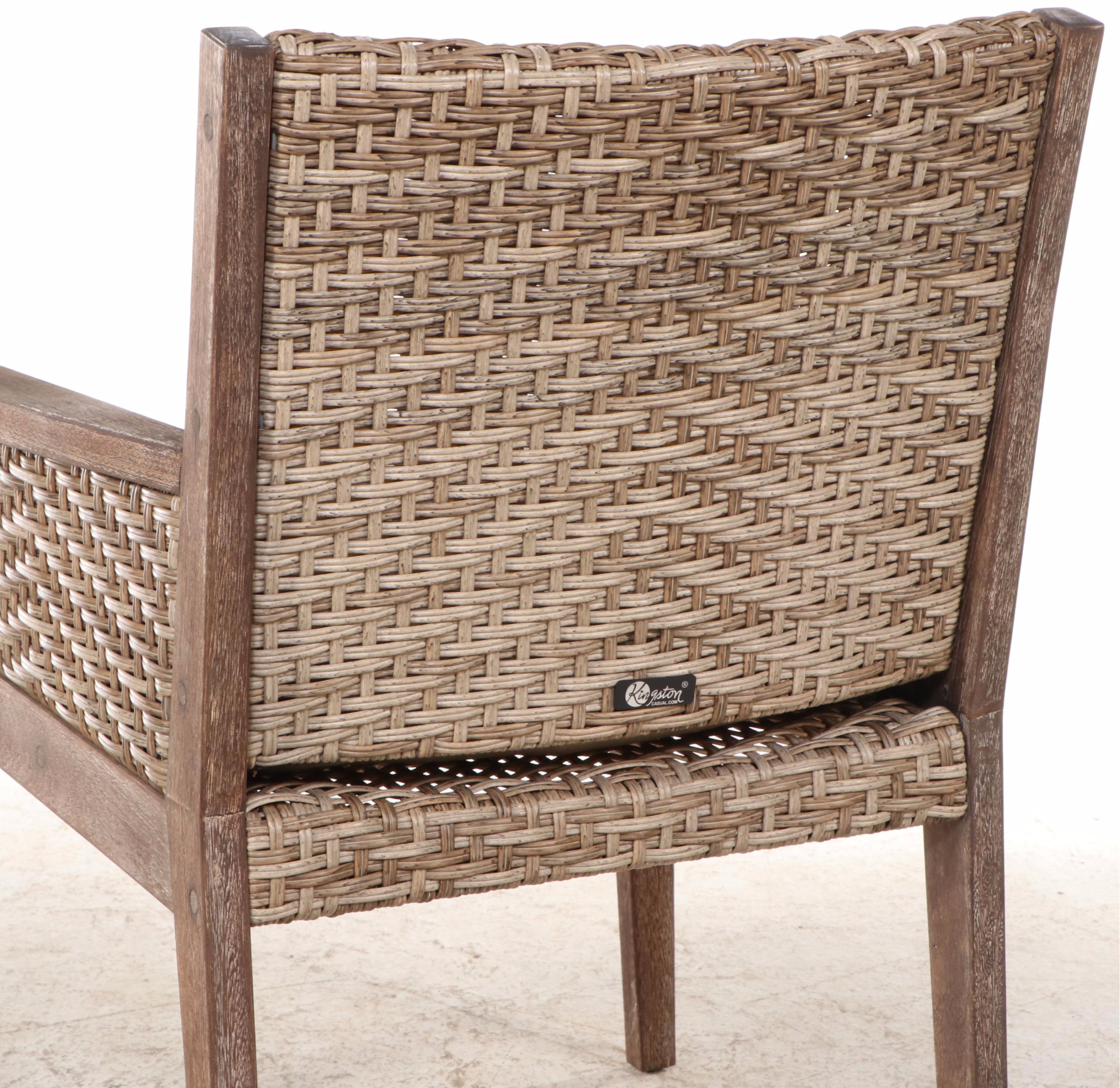 Set of Six Kingston Casual Teak and Vinyl Outdoor Armchairs