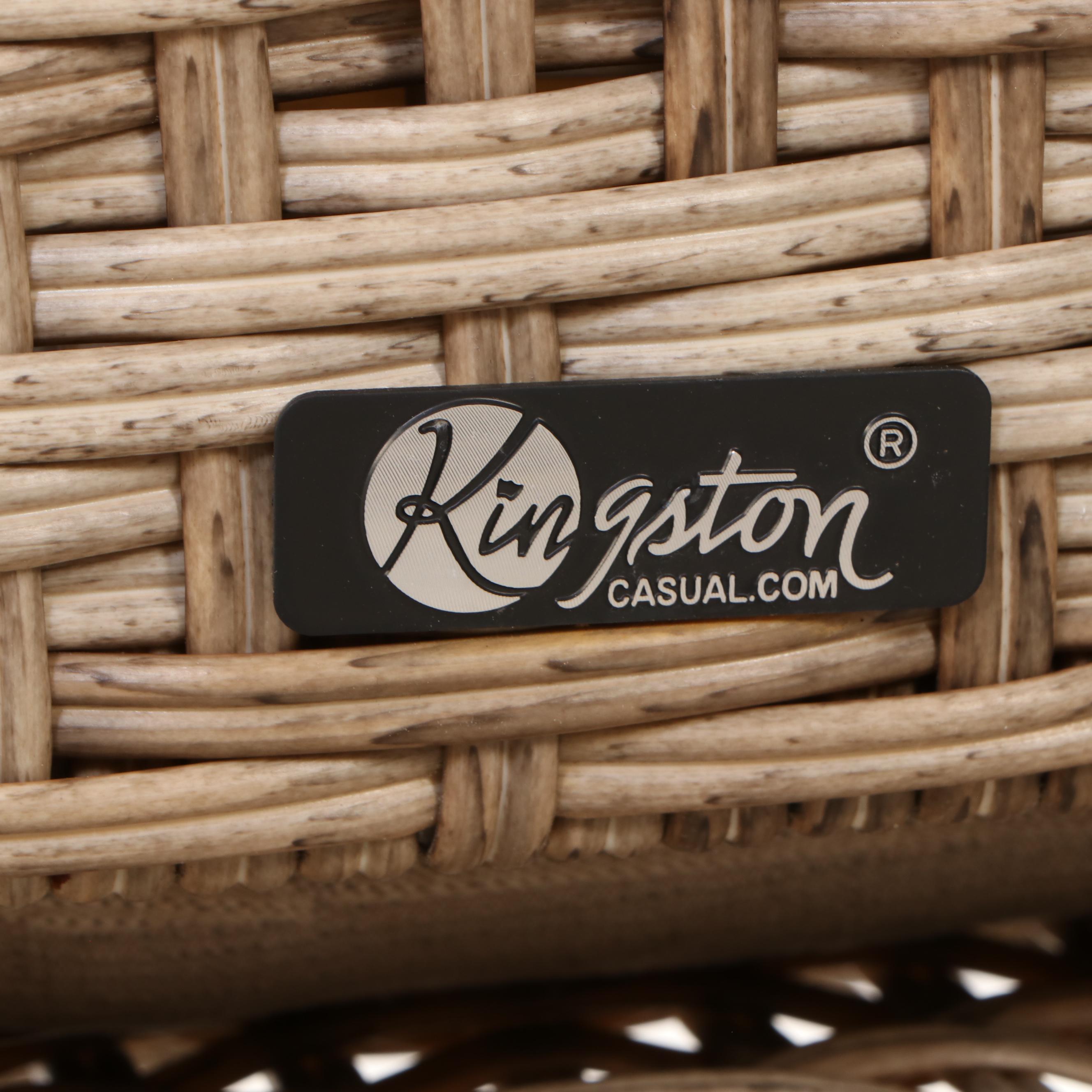 Set of Six Kingston Casual Teak and Vinyl Outdoor Armchairs