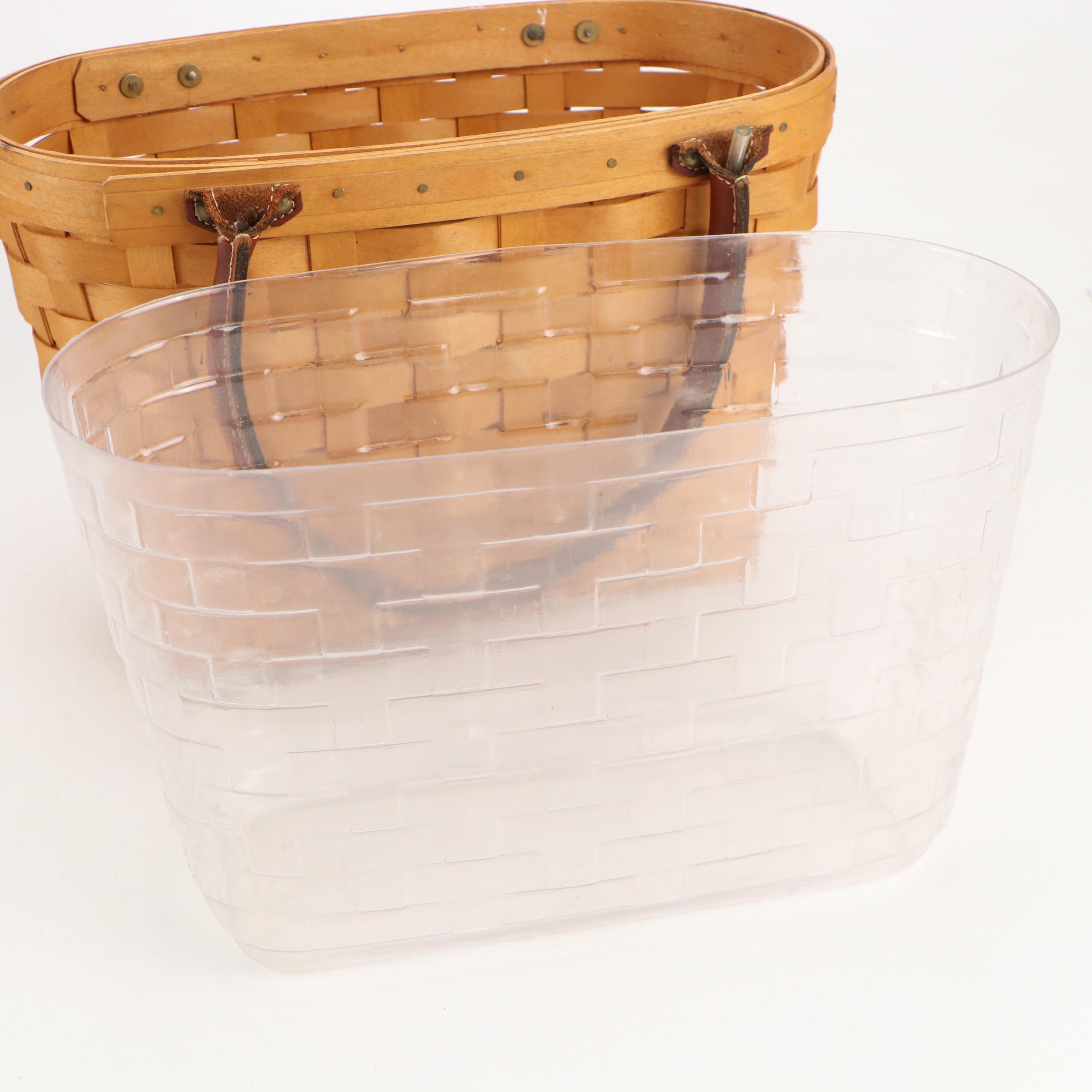 Longaberger Woven Maple Baskets with Leather Handles