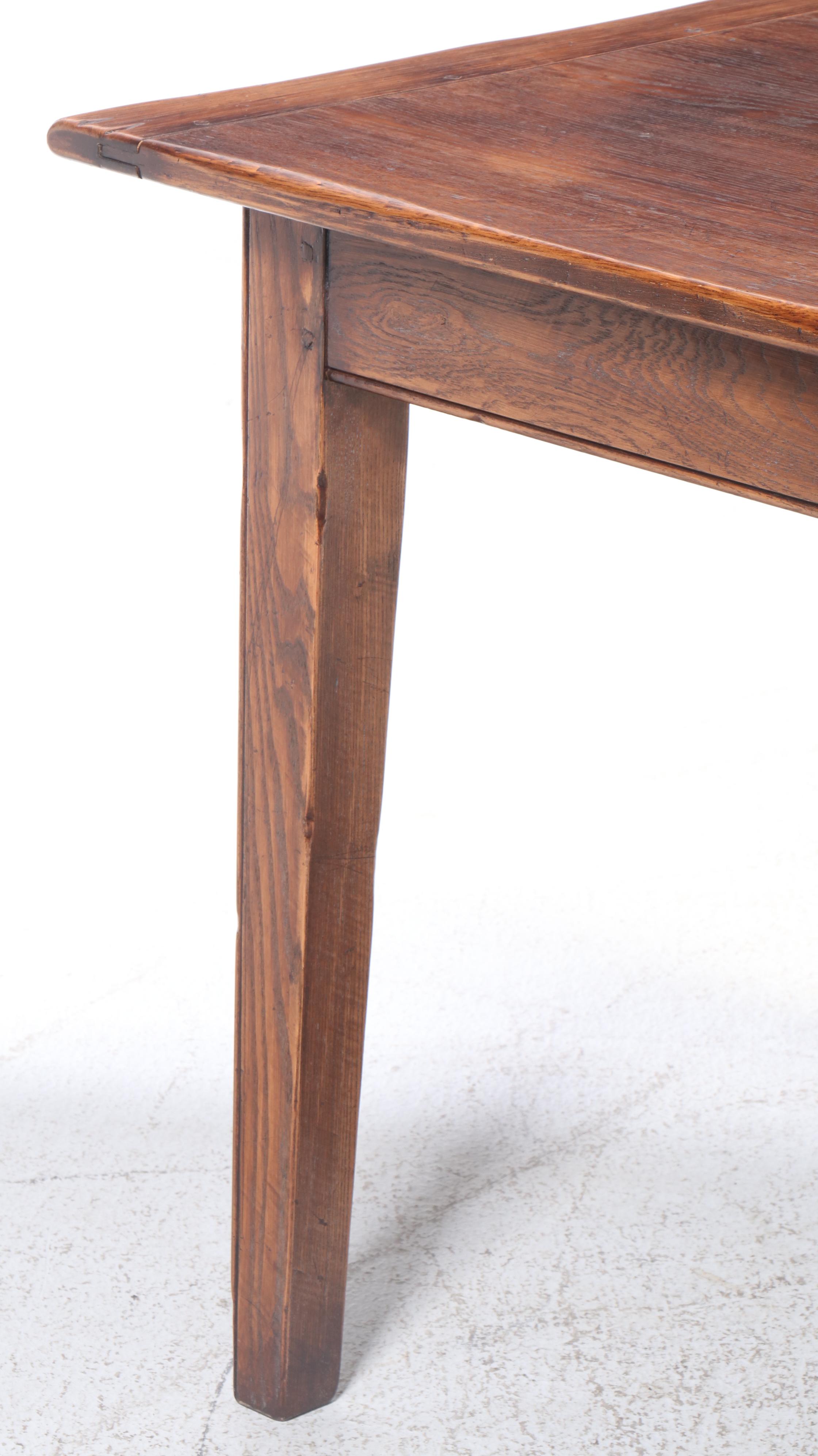 Primitive Style Oak Harvest Table with Breadboard Ends