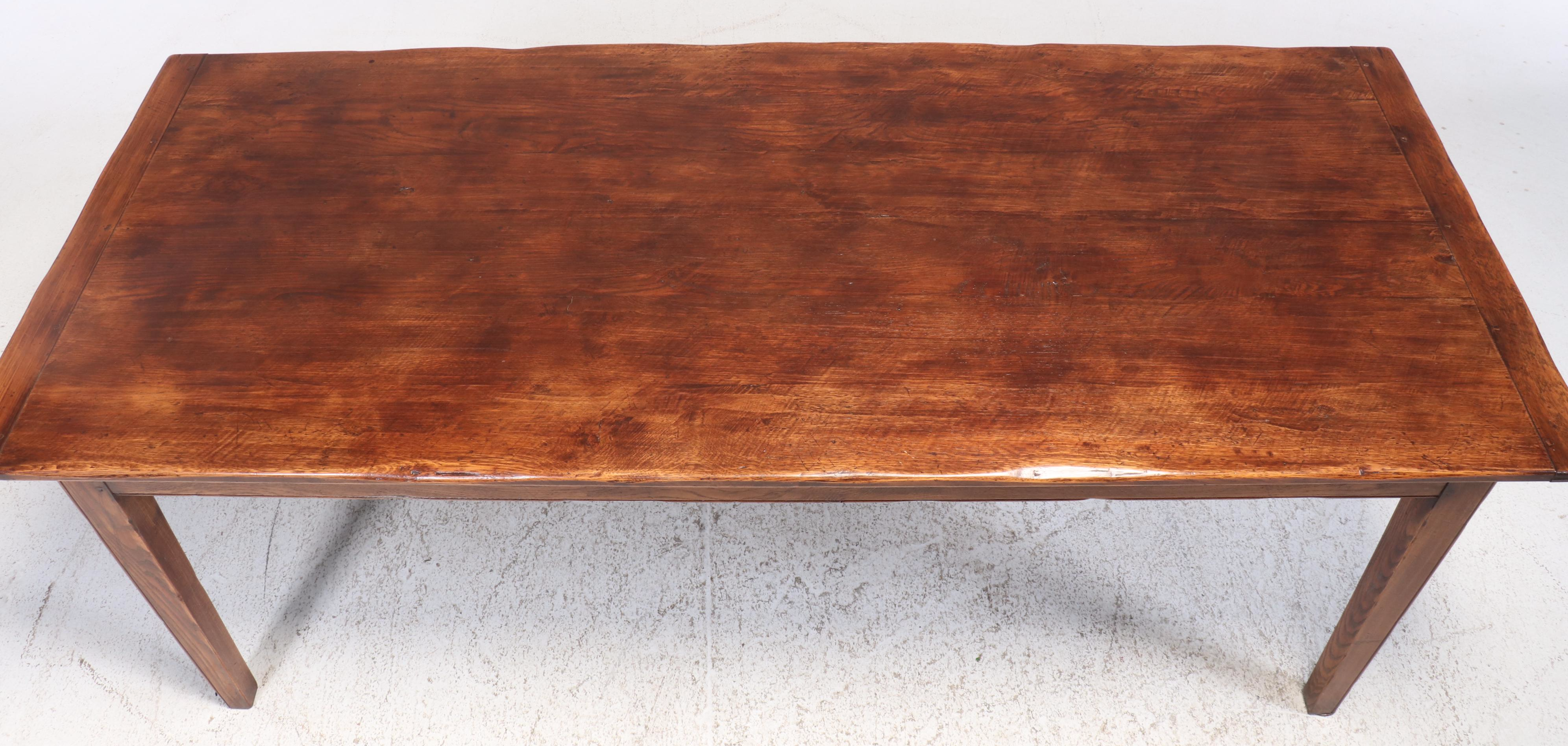 Primitive Style Oak Harvest Table with Breadboard Ends