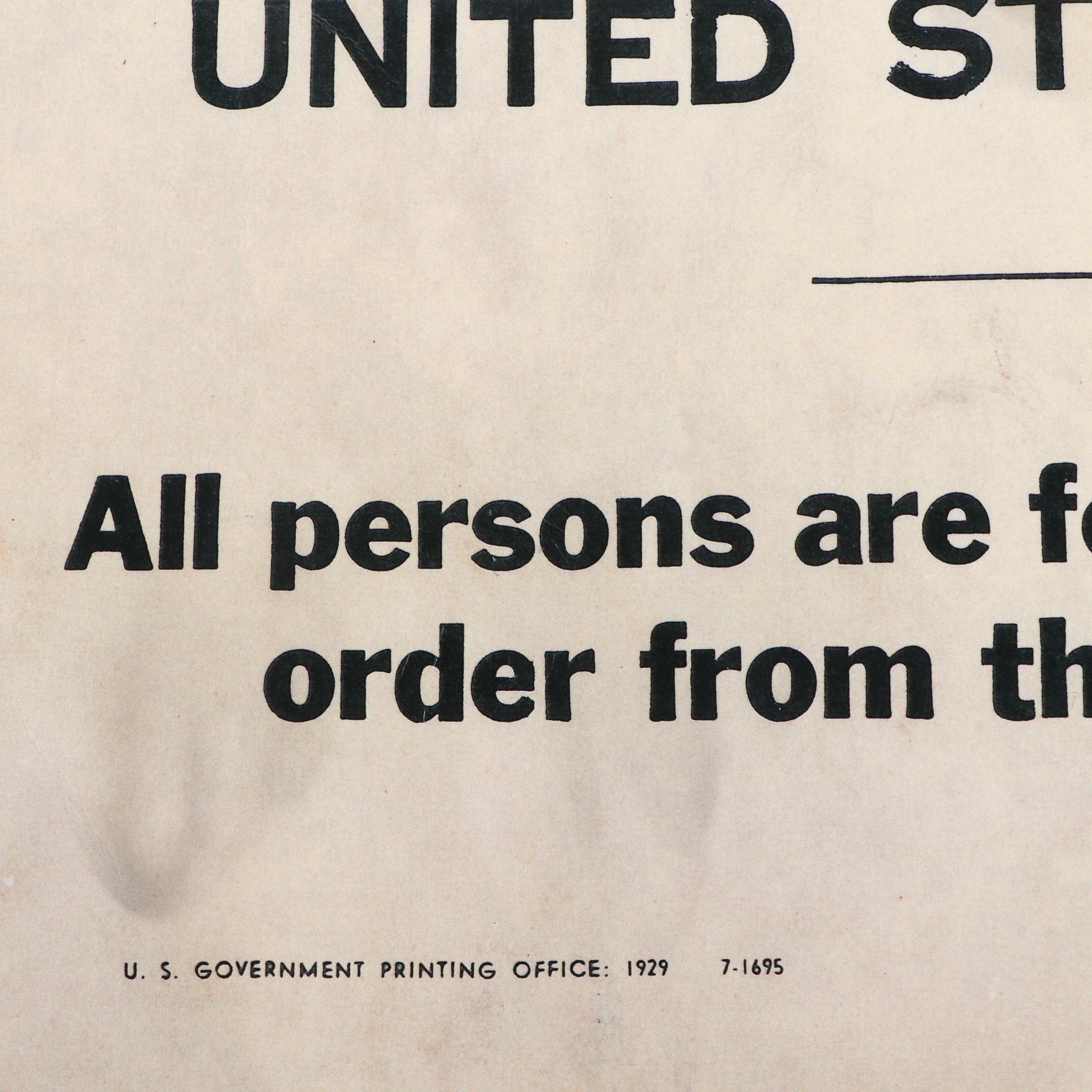 "Closed for Violation of National Prohibition Act" Paper Sign