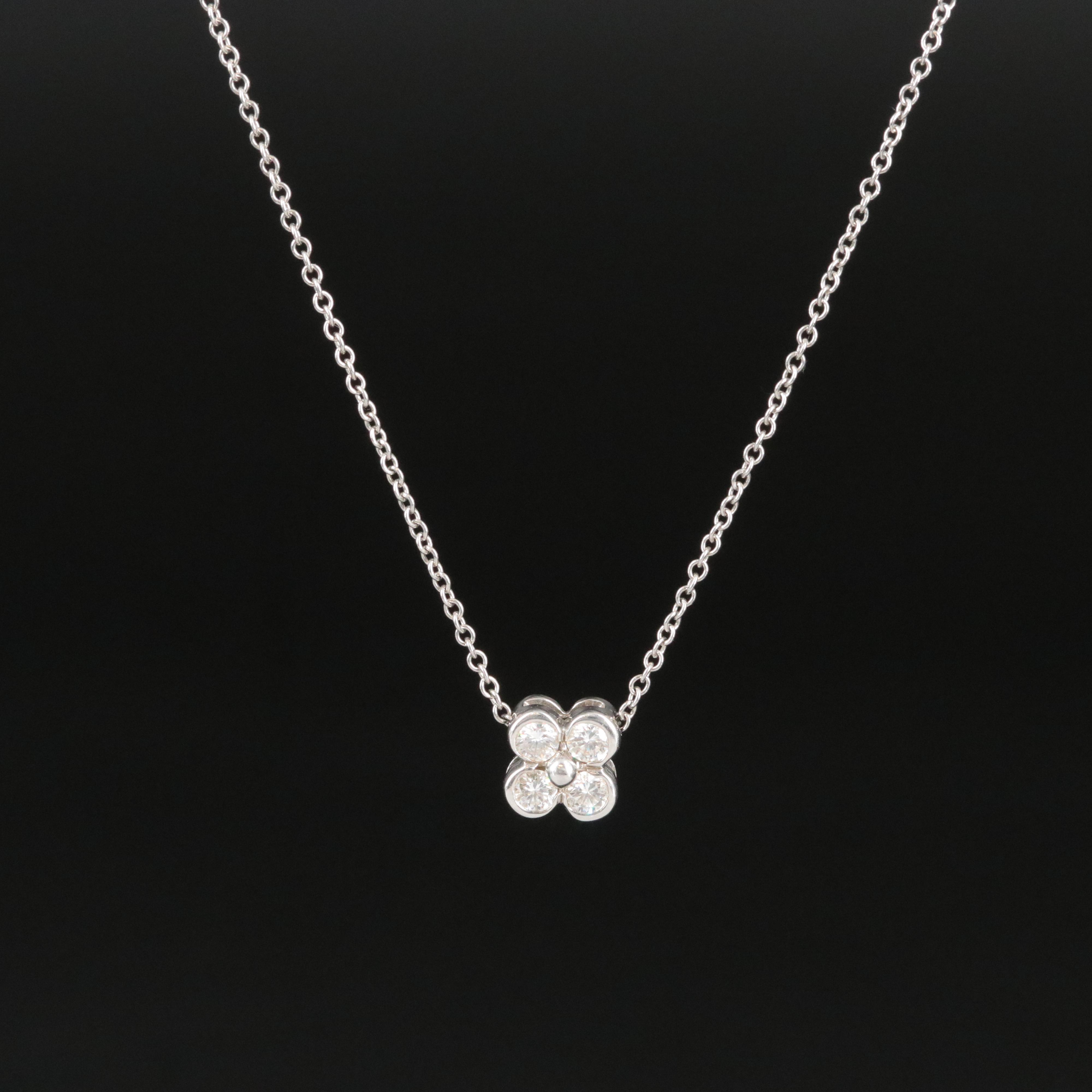 Tiffany & Co. Platinum 0.20 CTW Diamond Clover Necklace