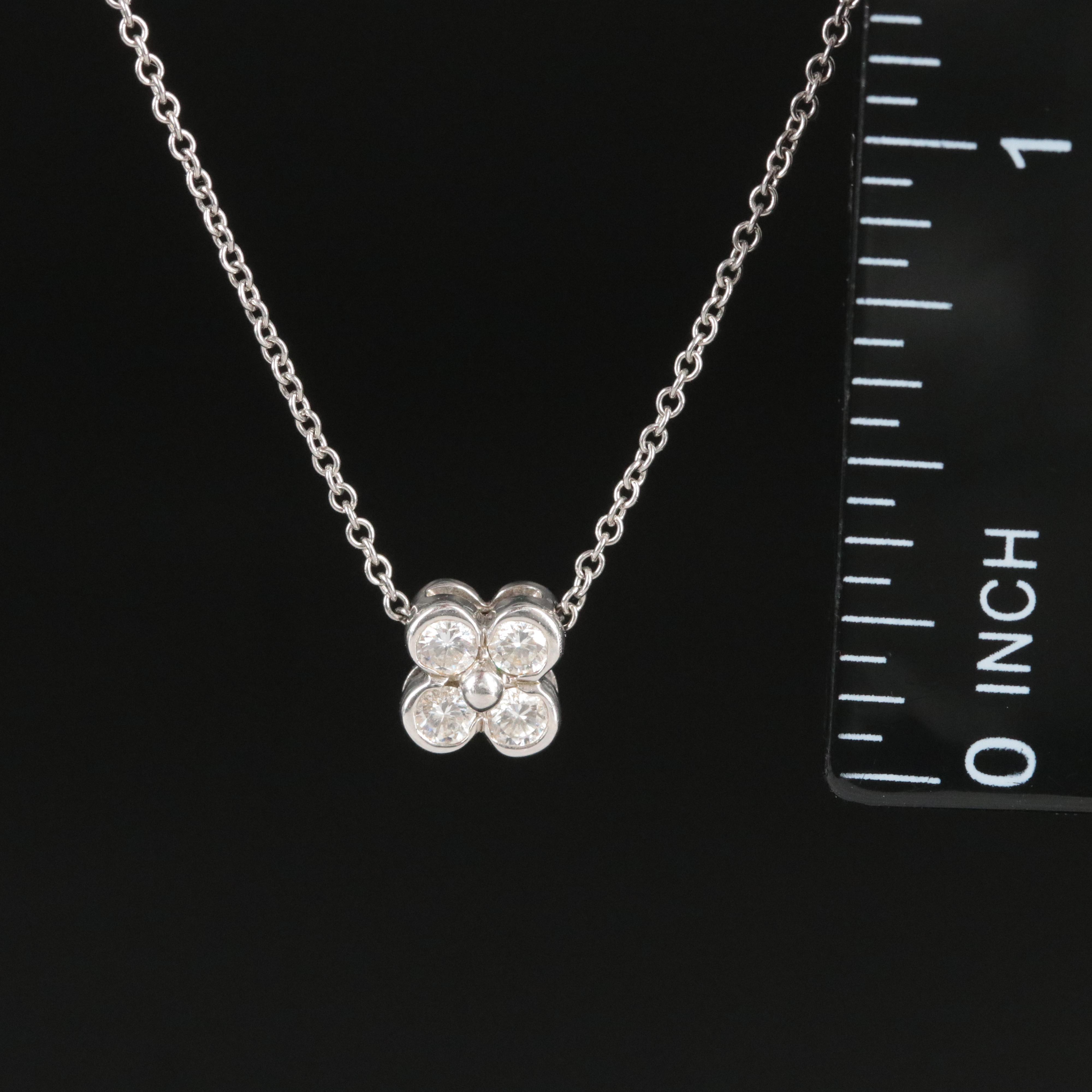 Tiffany & Co. Platinum 0.20 CTW Diamond Clover Necklace