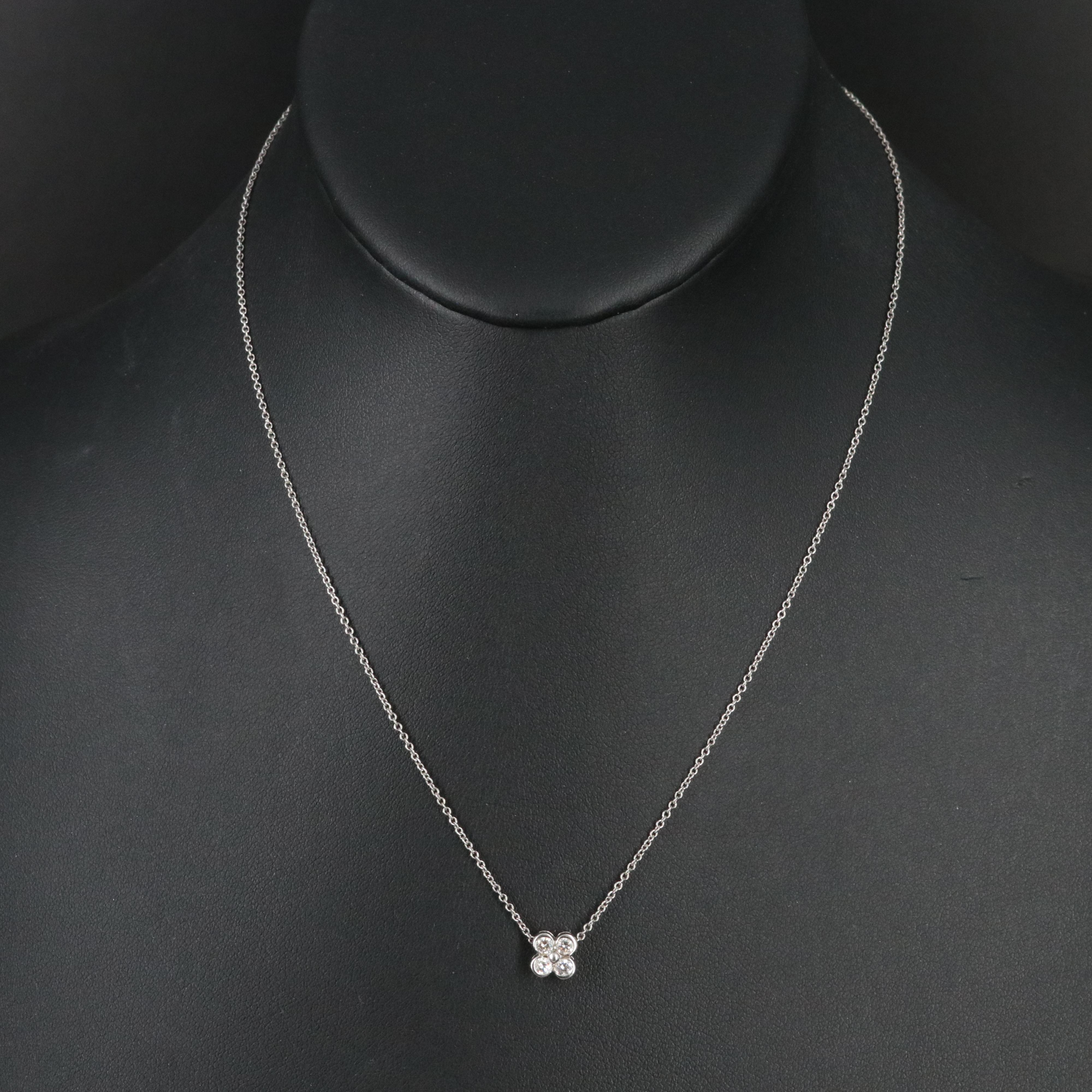 Tiffany & Co. Platinum 0.20 CTW Diamond Clover Necklace