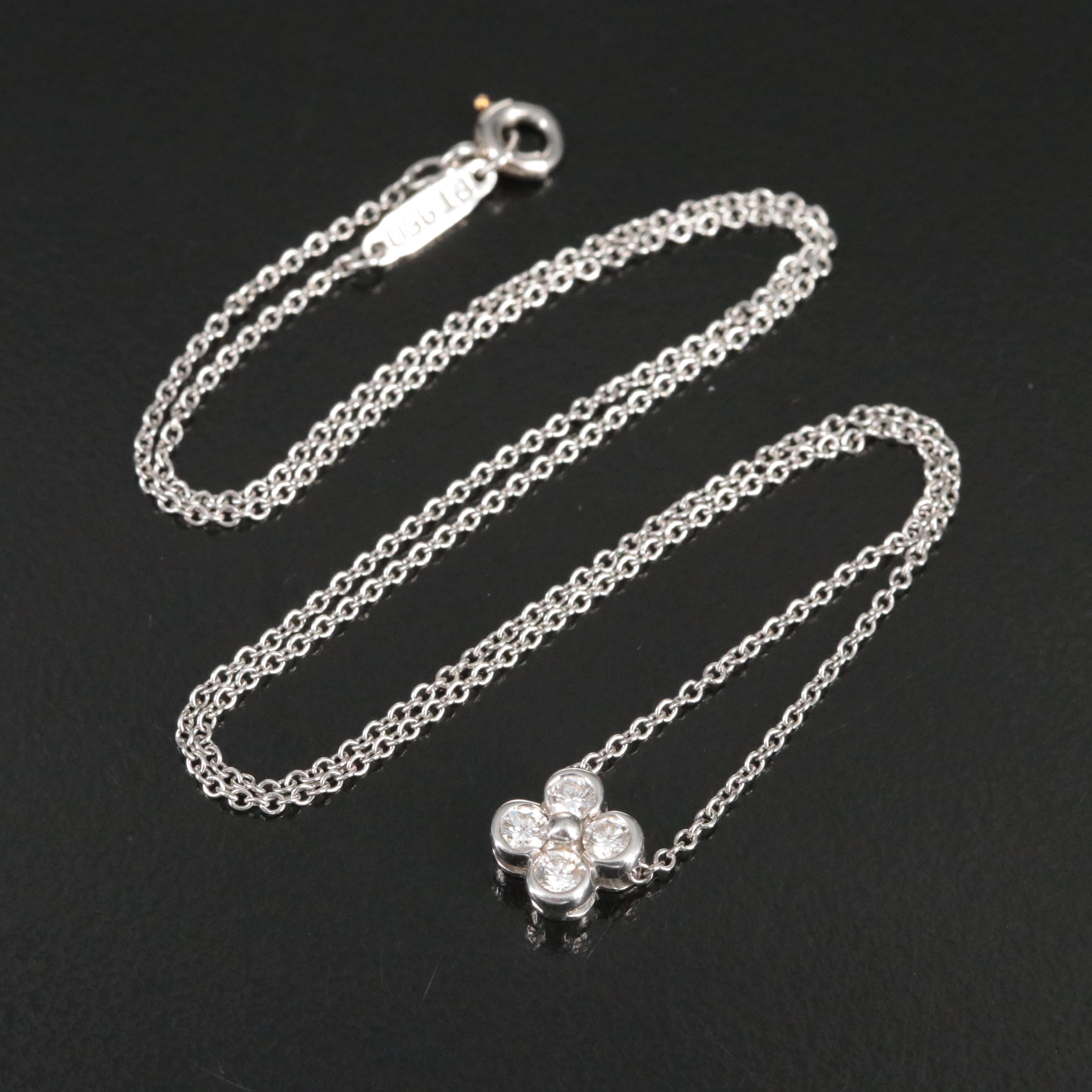 Tiffany & Co. Platinum 0.20 CTW Diamond Clover Necklace