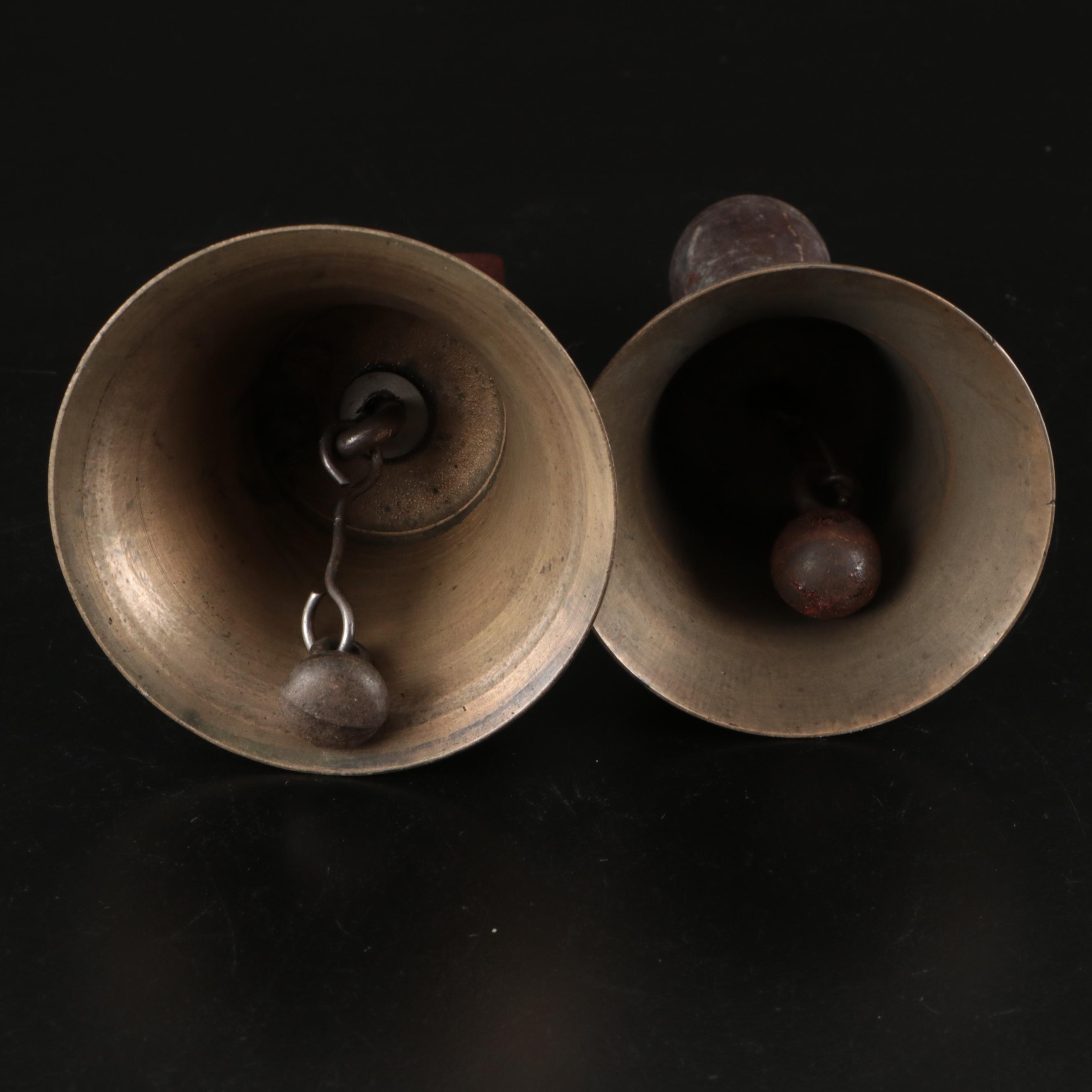 Metal Bells, Brass Turkish Coffee Pot, and Metal Budapest Decorative Plate