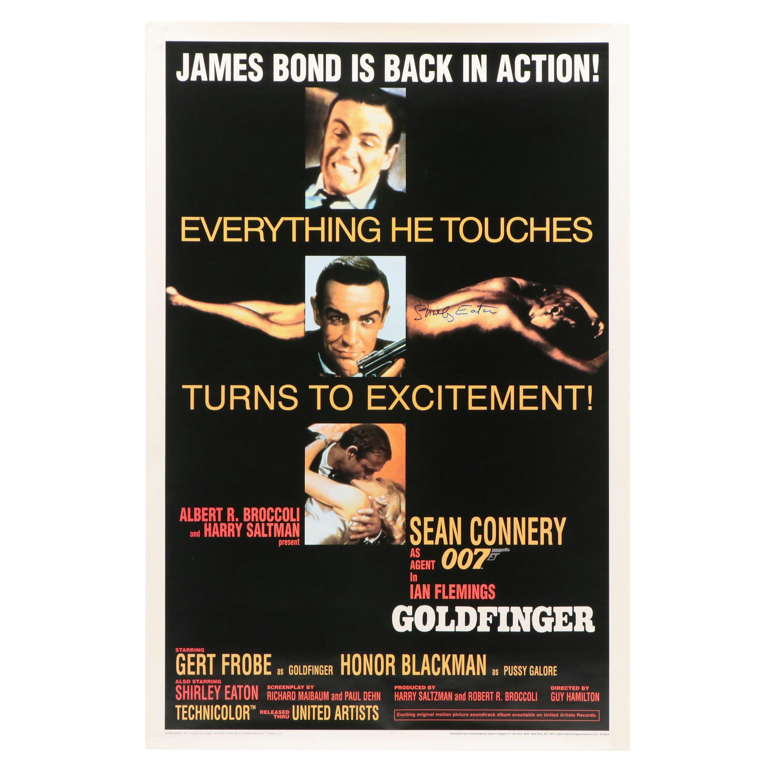 James Bond "Goldfinger" Movie Poster, Signed by Shirley Eaton