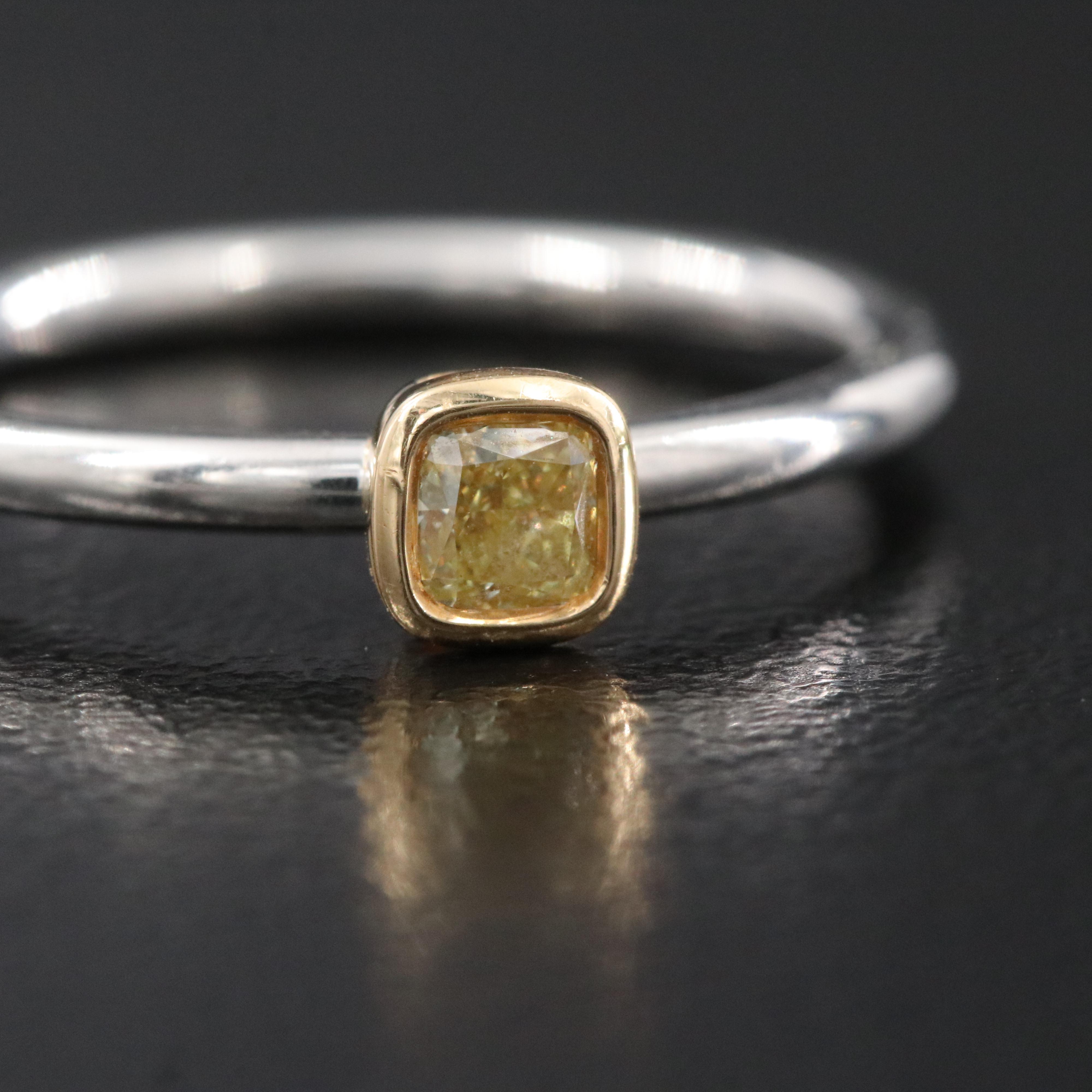 Tiffany & Co. Platinum and 18K 0.21 CT Fancy Yellow Diamond Ring