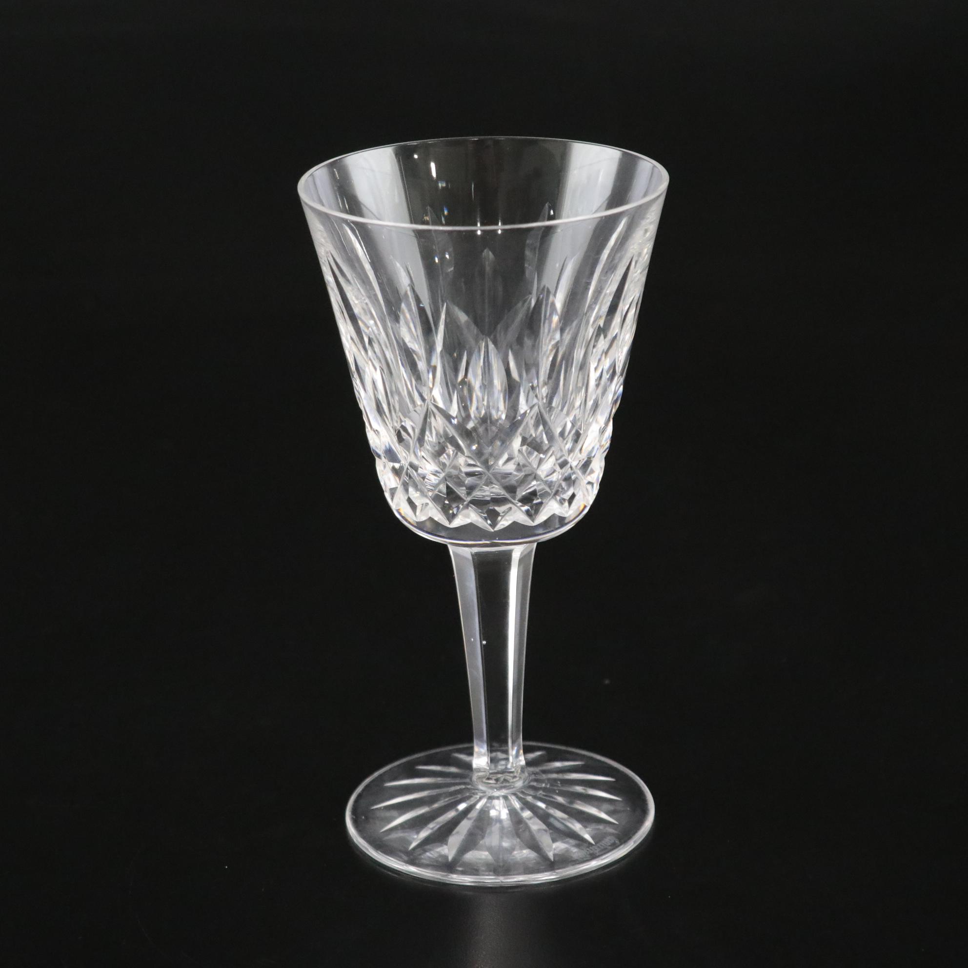 Waterford Crystal "Lismore" Claret Wine Glasses, Mid to Late 20th C.