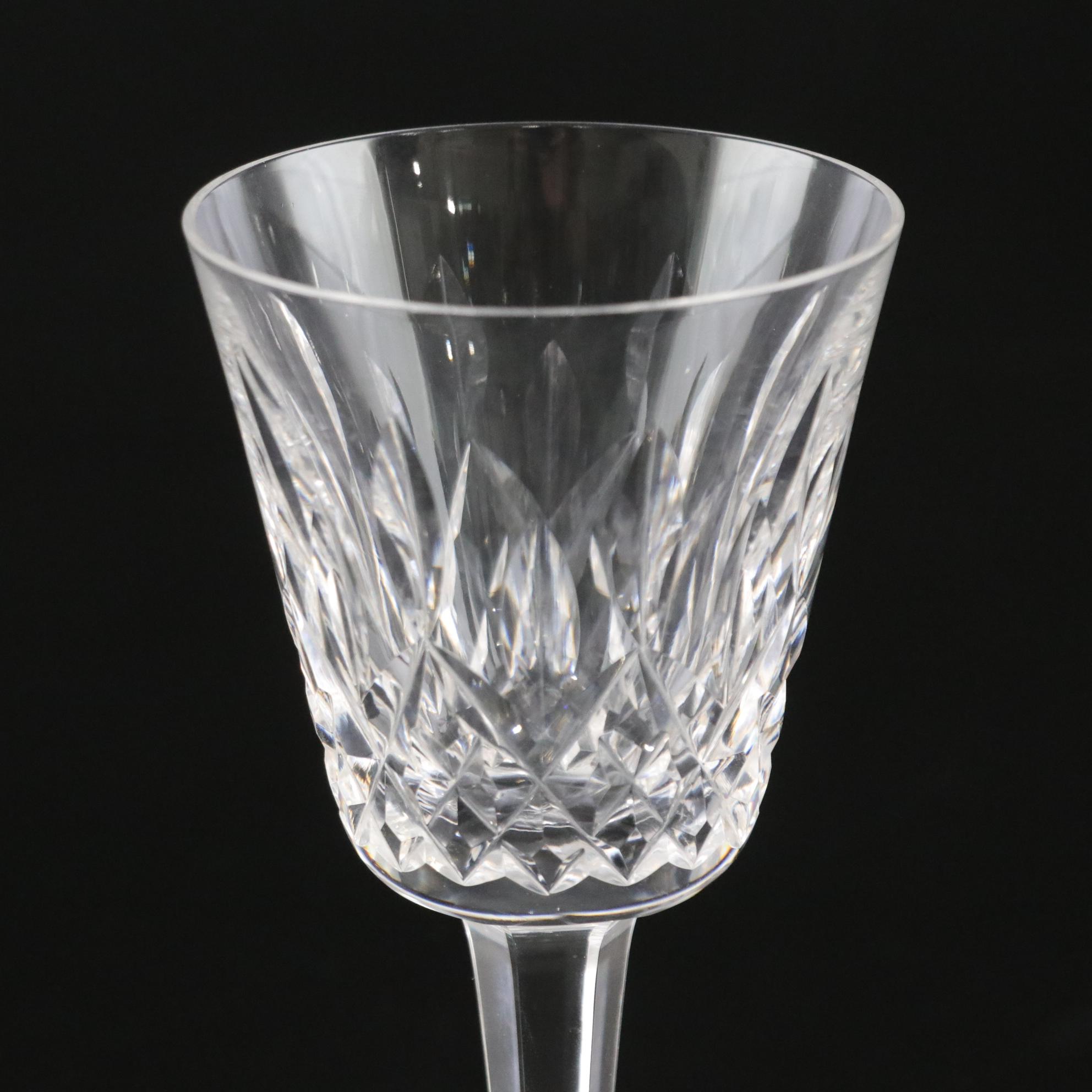 Waterford Crystal "Lismore" Claret Wine Glasses, Mid to Late 20th C.