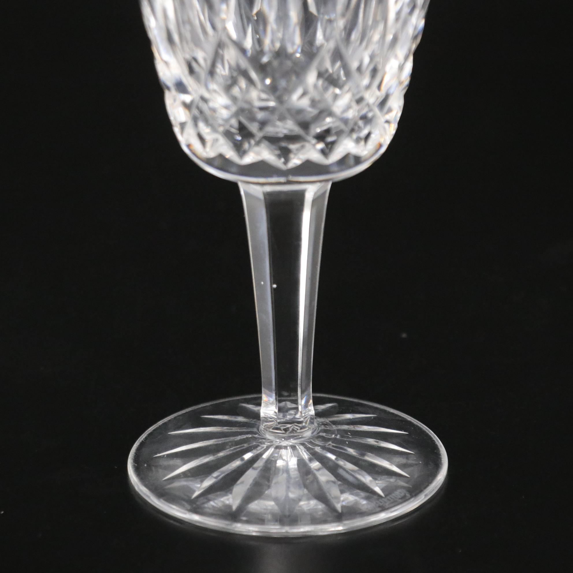 Waterford Crystal "Lismore" Claret Wine Glasses, Mid to Late 20th C.