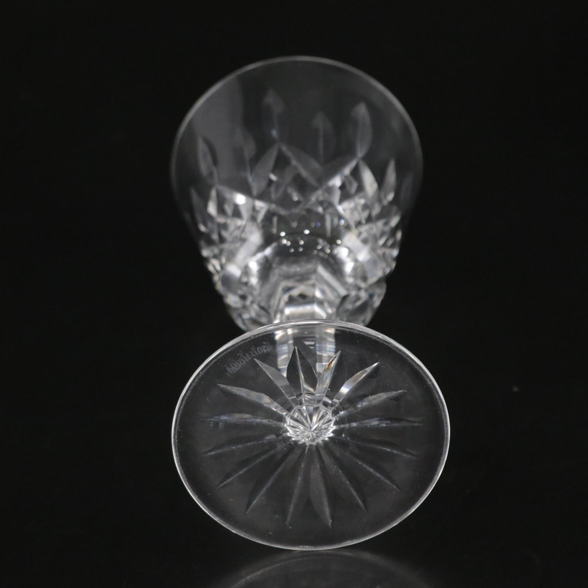 Waterford Crystal "Lismore" Claret Wine Glasses, Mid to Late 20th C.