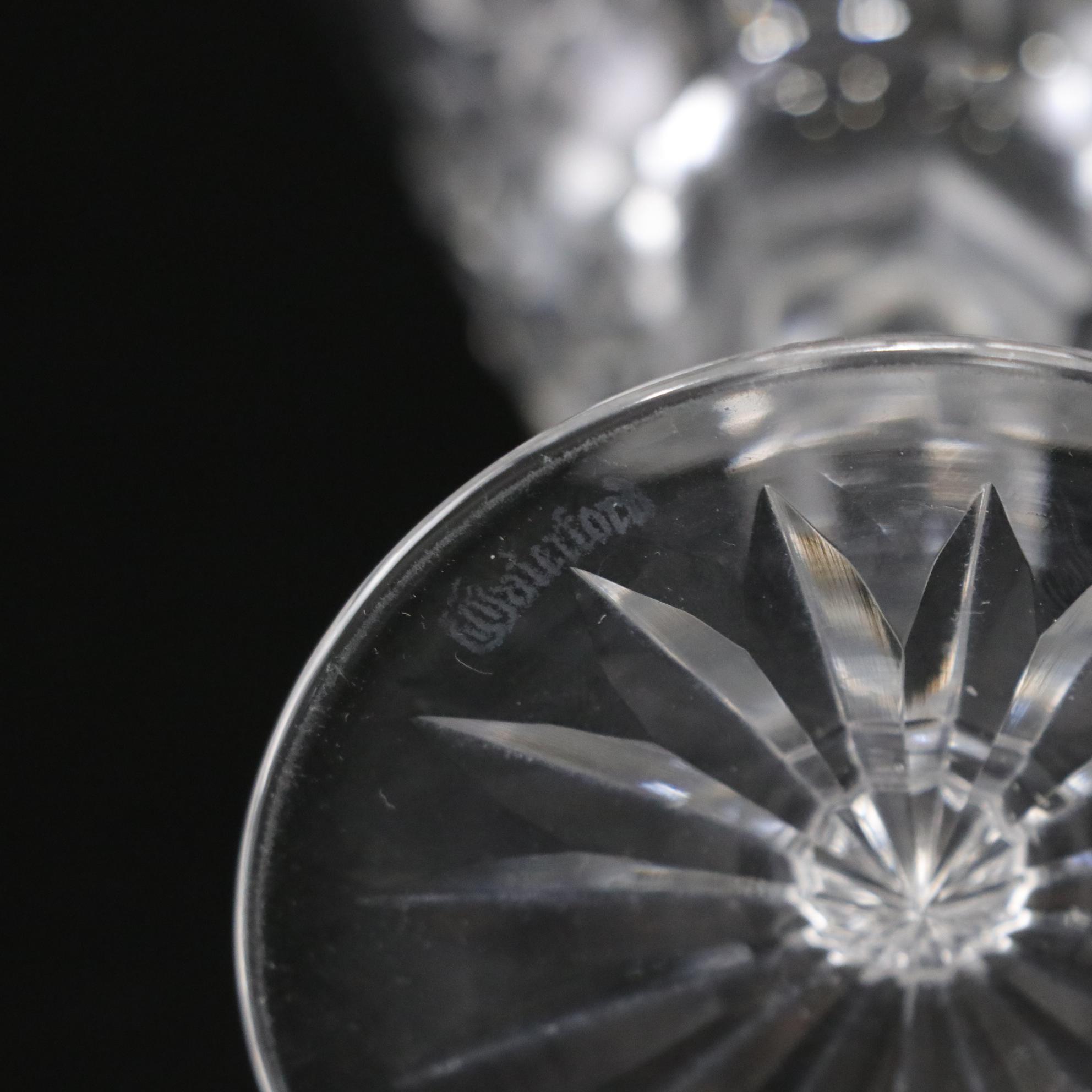 Waterford Crystal "Lismore" Claret Wine Glasses, Mid to Late 20th C.