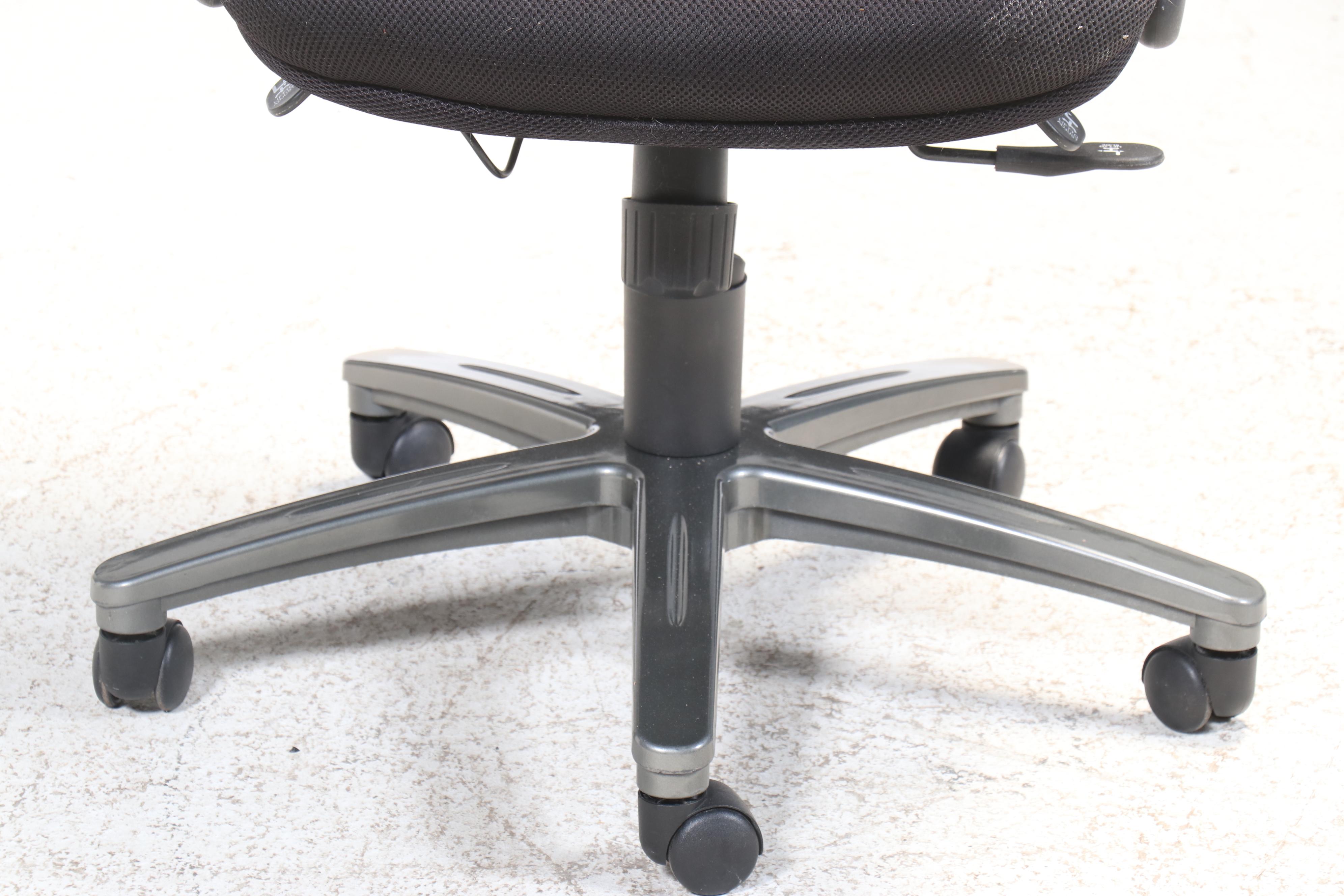 HON Walnut Laminate Office Desk with United Stationers Supply Executive Chair