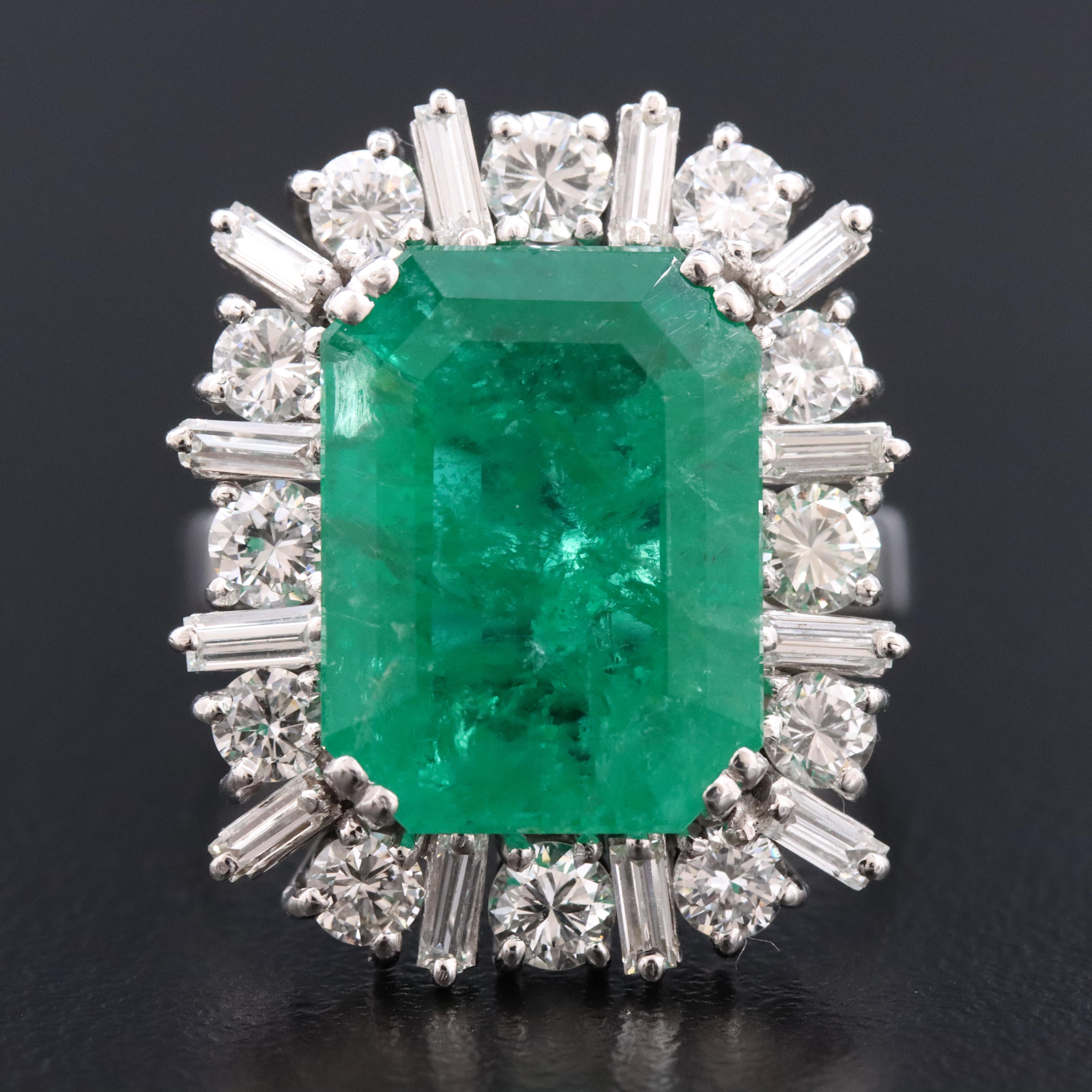 18K 5.96 CT Zambian Emerald and 1.08 CTW Diamond Ring with GIA Report