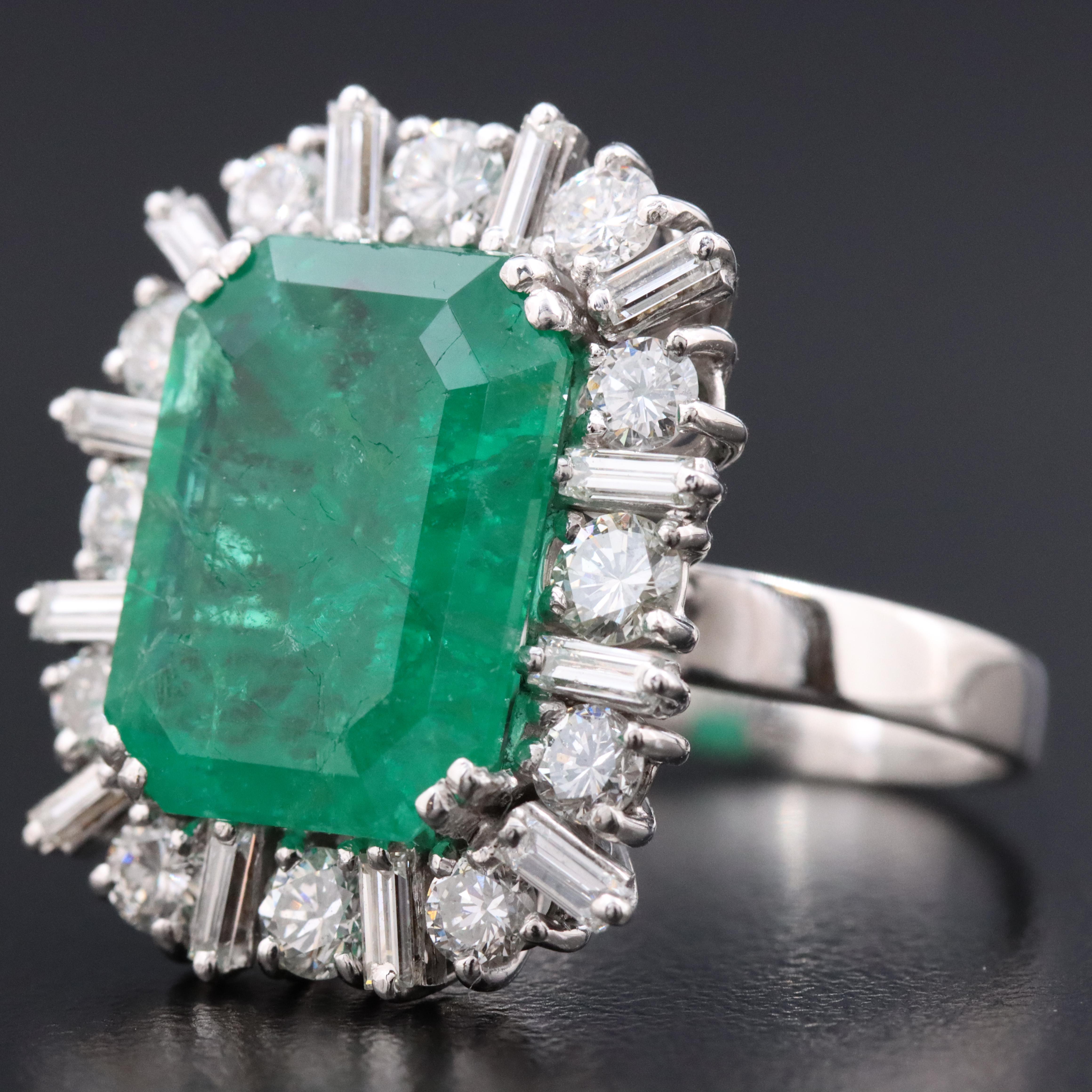 18K 5.96 CT Zambian Emerald and 1.08 CTW Diamond Ring with GIA Report