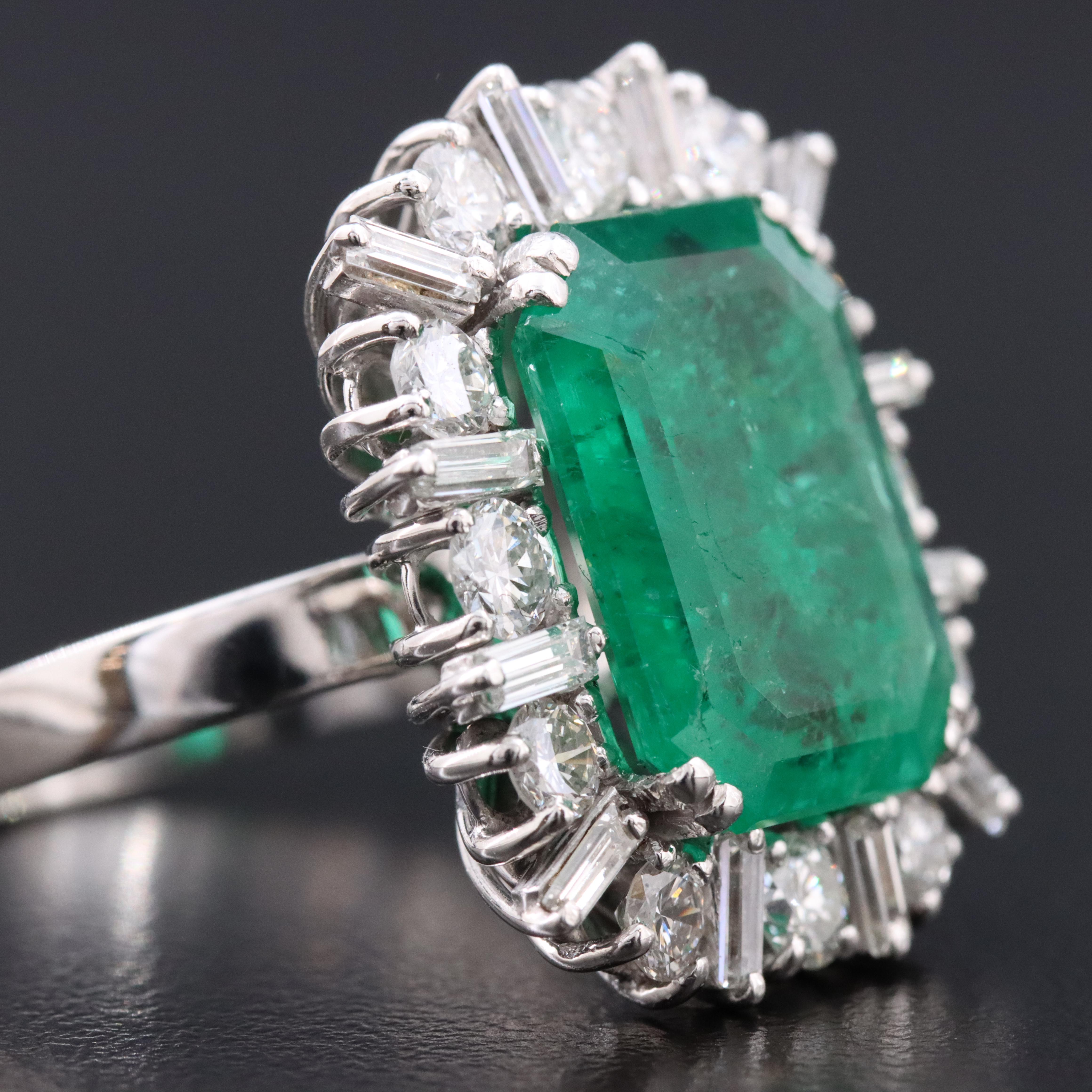 18K 5.96 CT Zambian Emerald and 1.08 CTW Diamond Ring with GIA Report