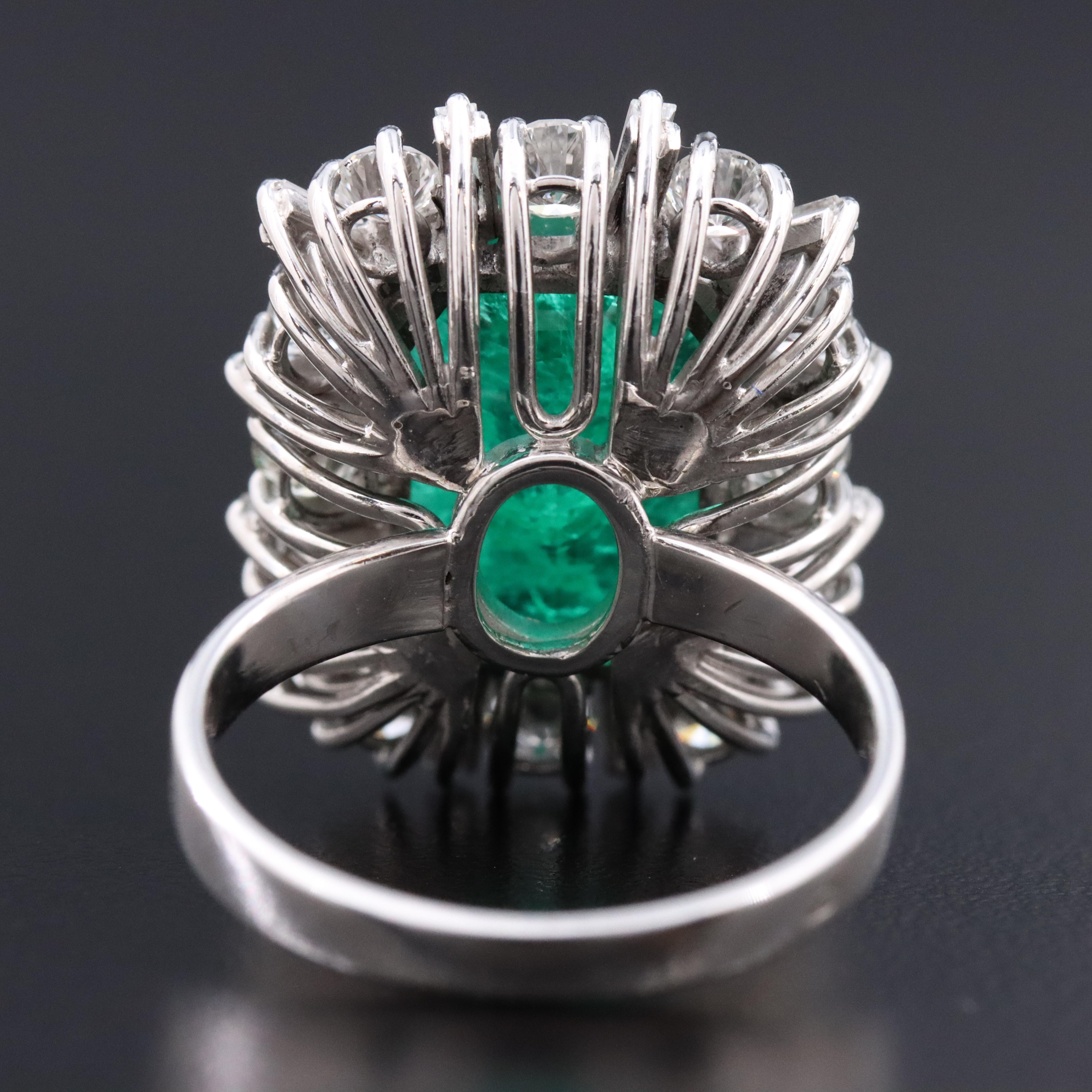 18K 5.96 CT Zambian Emerald and 1.08 CTW Diamond Ring with GIA Report