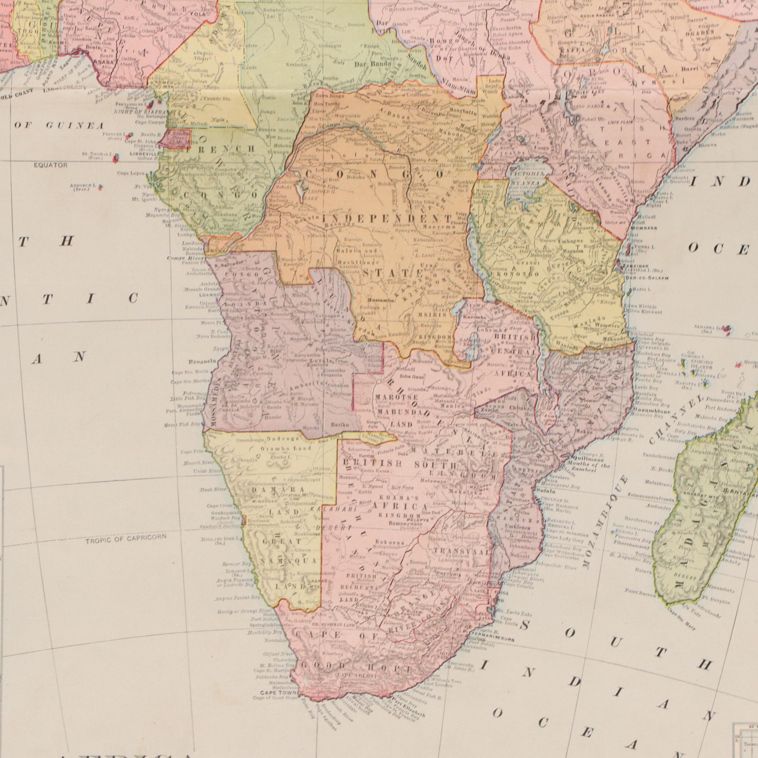 Wall Mirror and Rand McNally Atlas Map of Africa