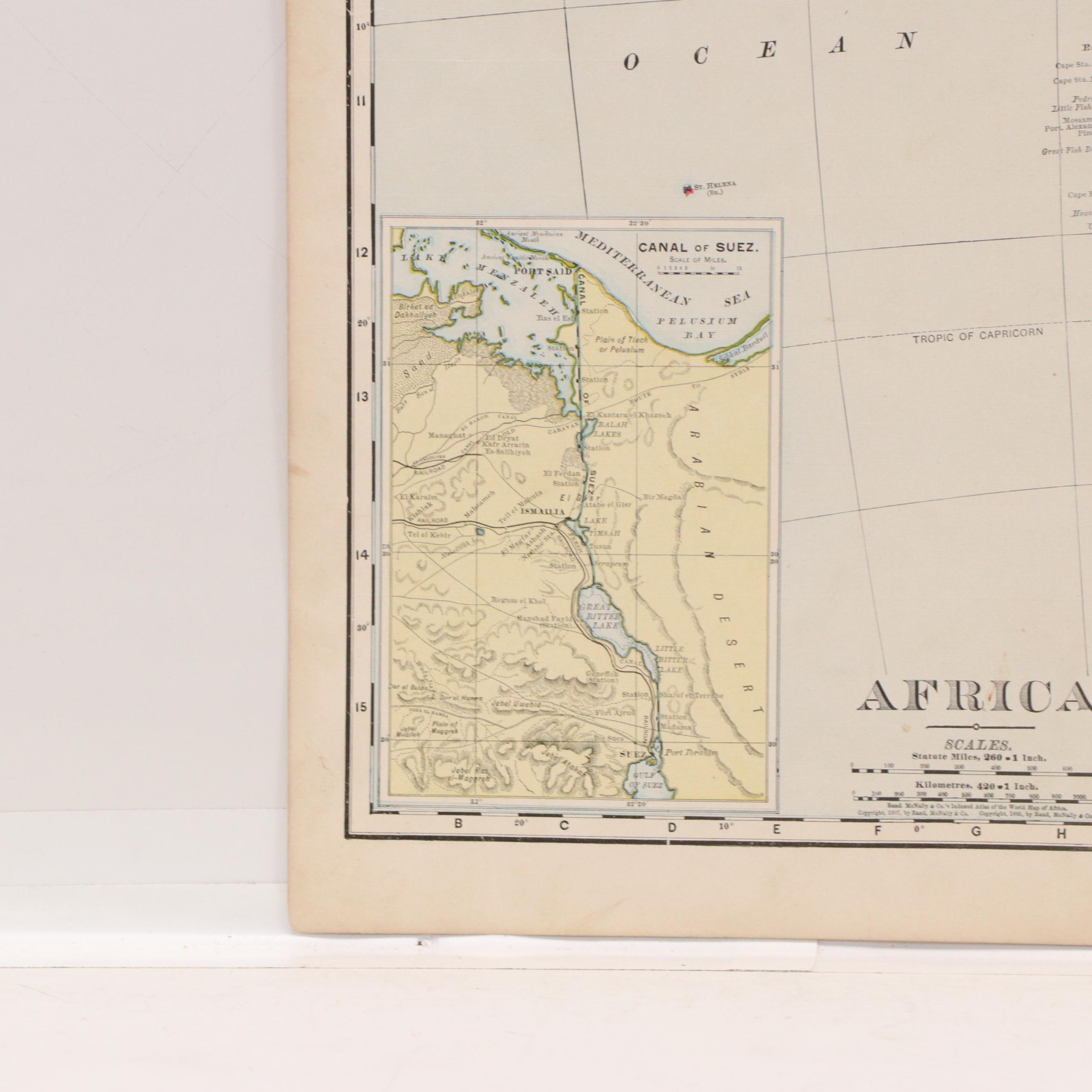 Wall Mirror and Rand McNally Atlas Map of Africa