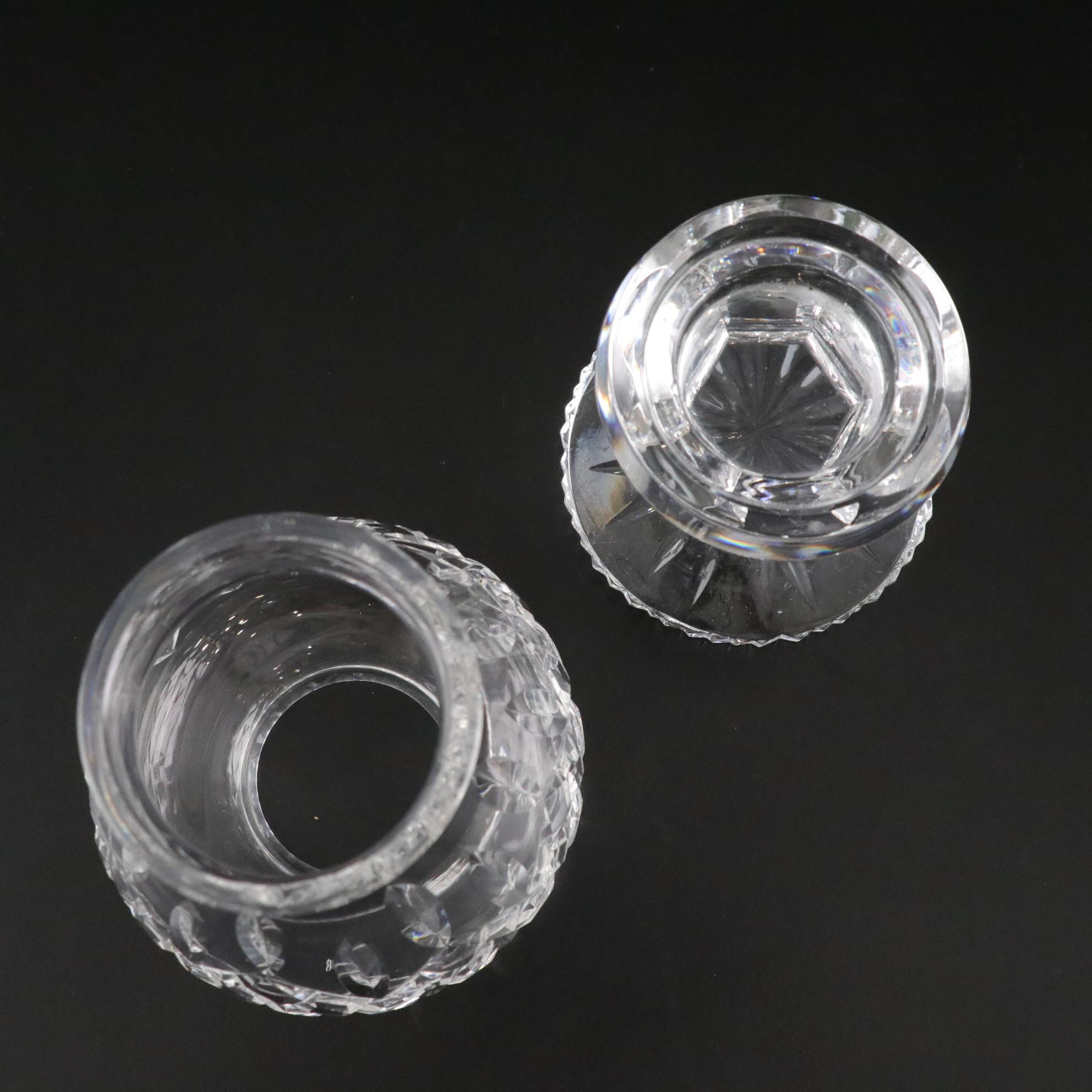 Waterford Crystal "Alana" and "Lismore" Hurricane Lamp Candle Holders