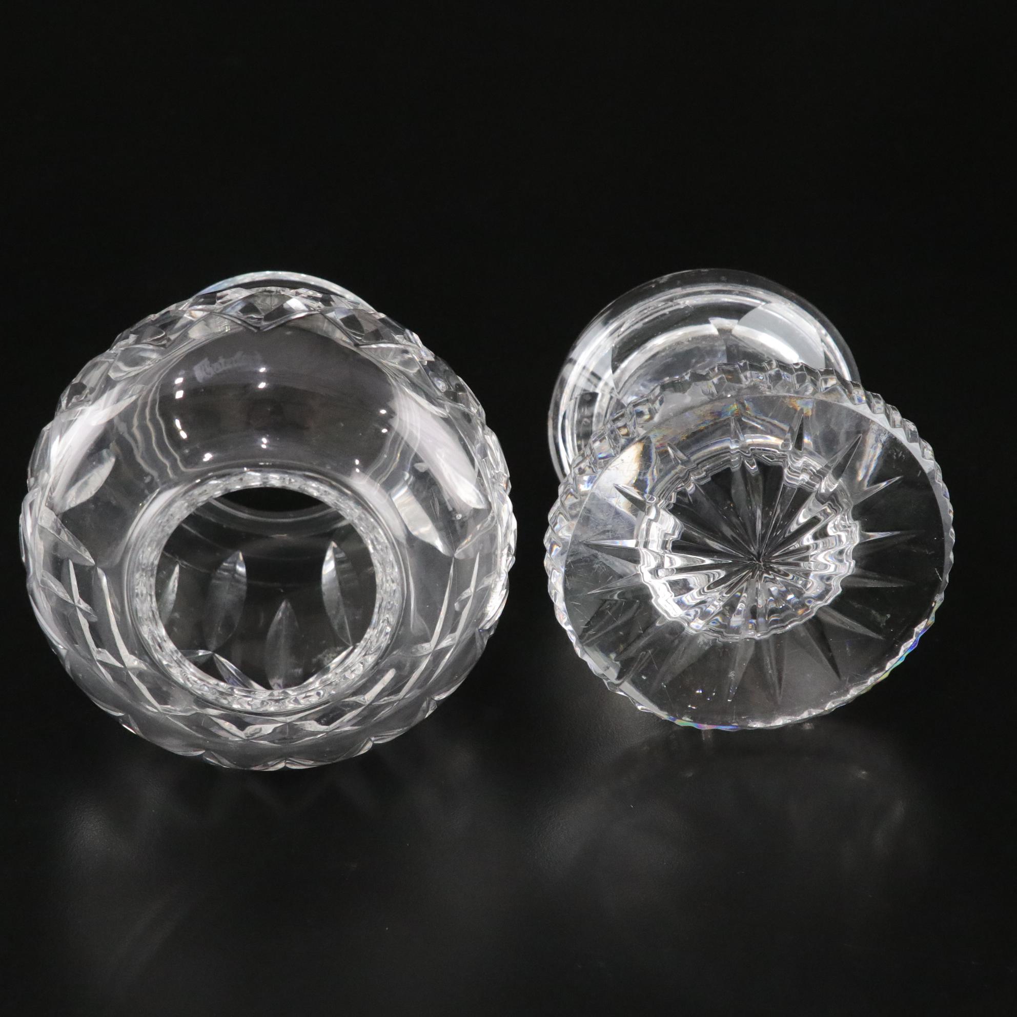 Waterford Crystal "Alana" and "Lismore" Hurricane Lamp Candle Holders