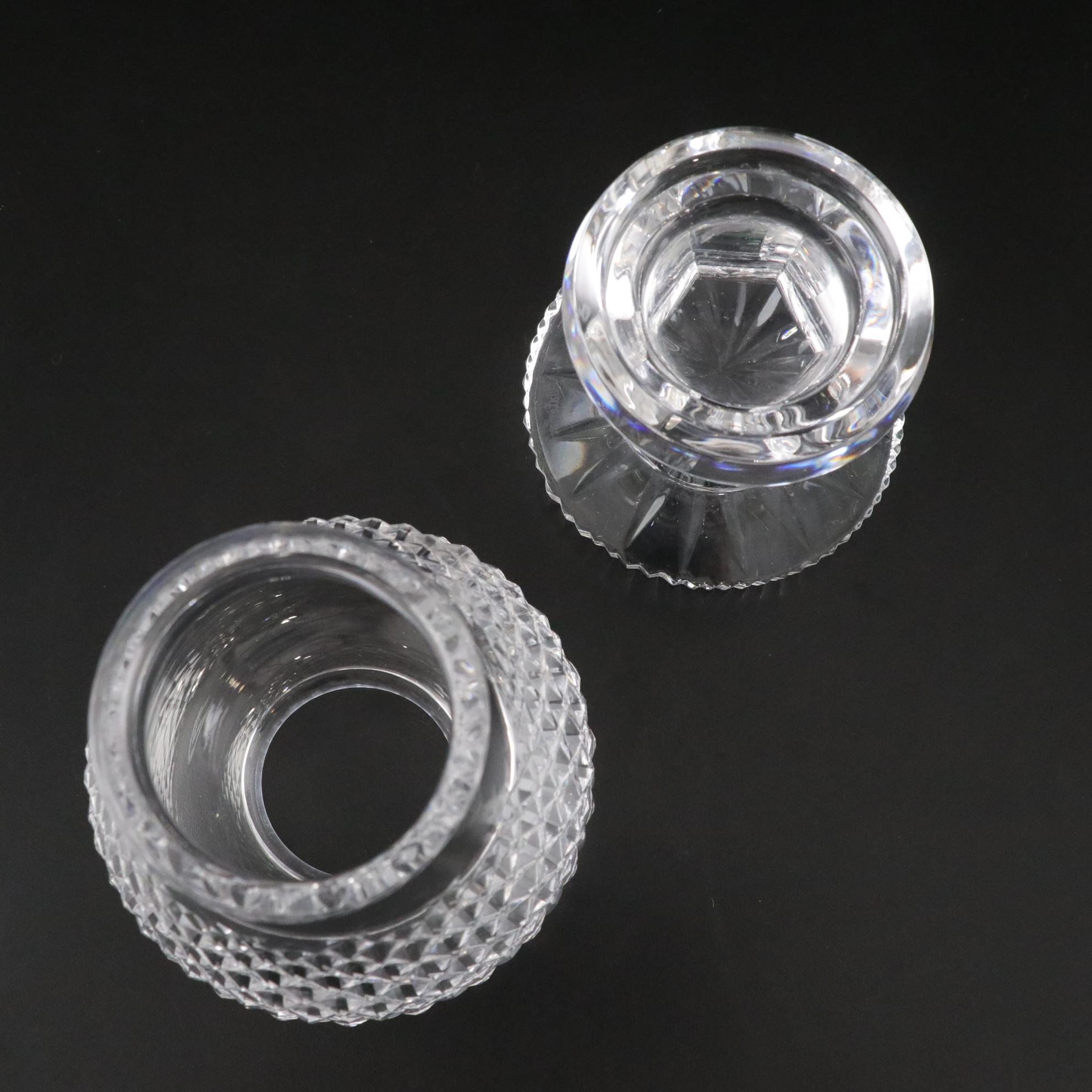 Waterford Crystal "Alana" and "Lismore" Hurricane Lamp Candle Holders