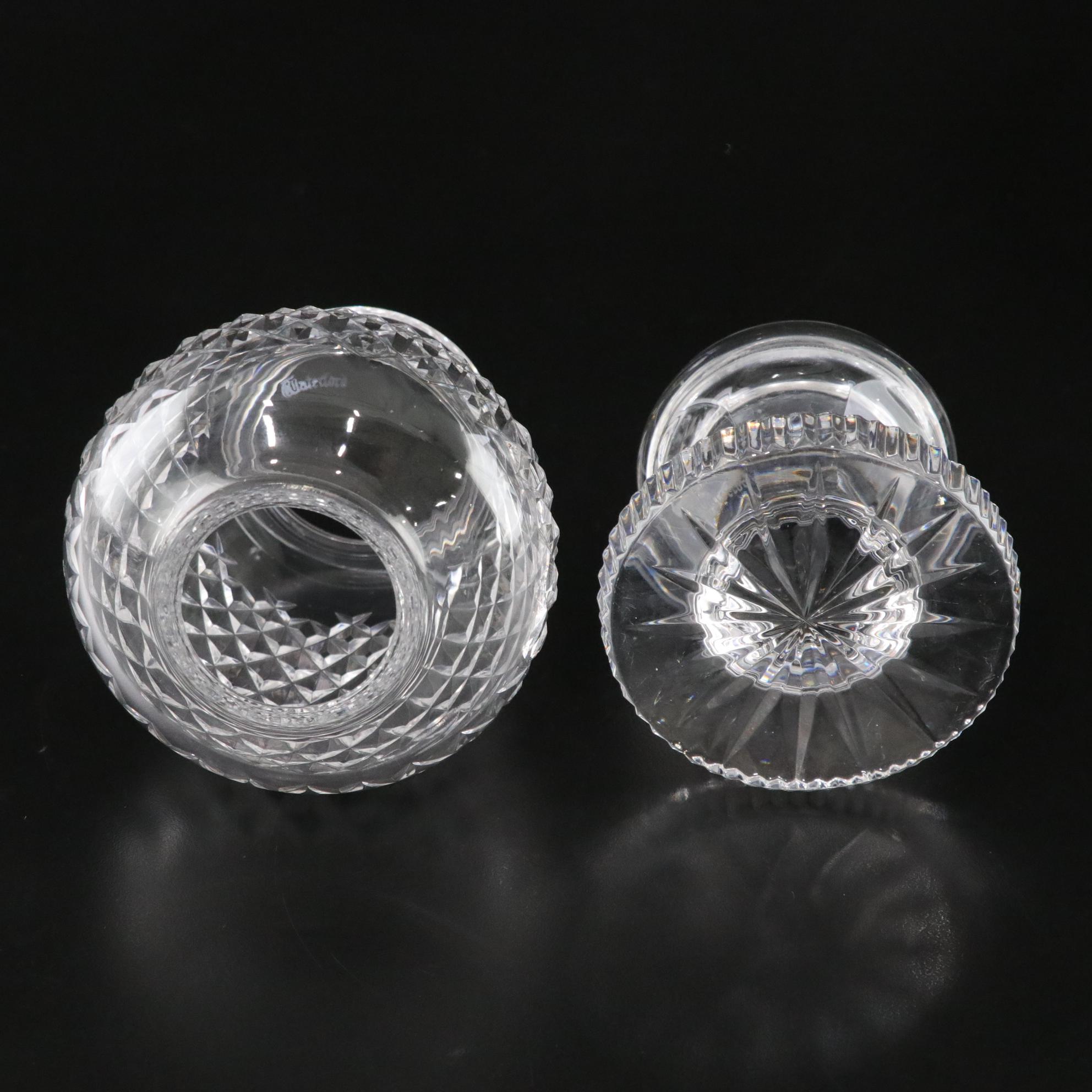 Waterford Crystal "Alana" and "Lismore" Hurricane Lamp Candle Holders