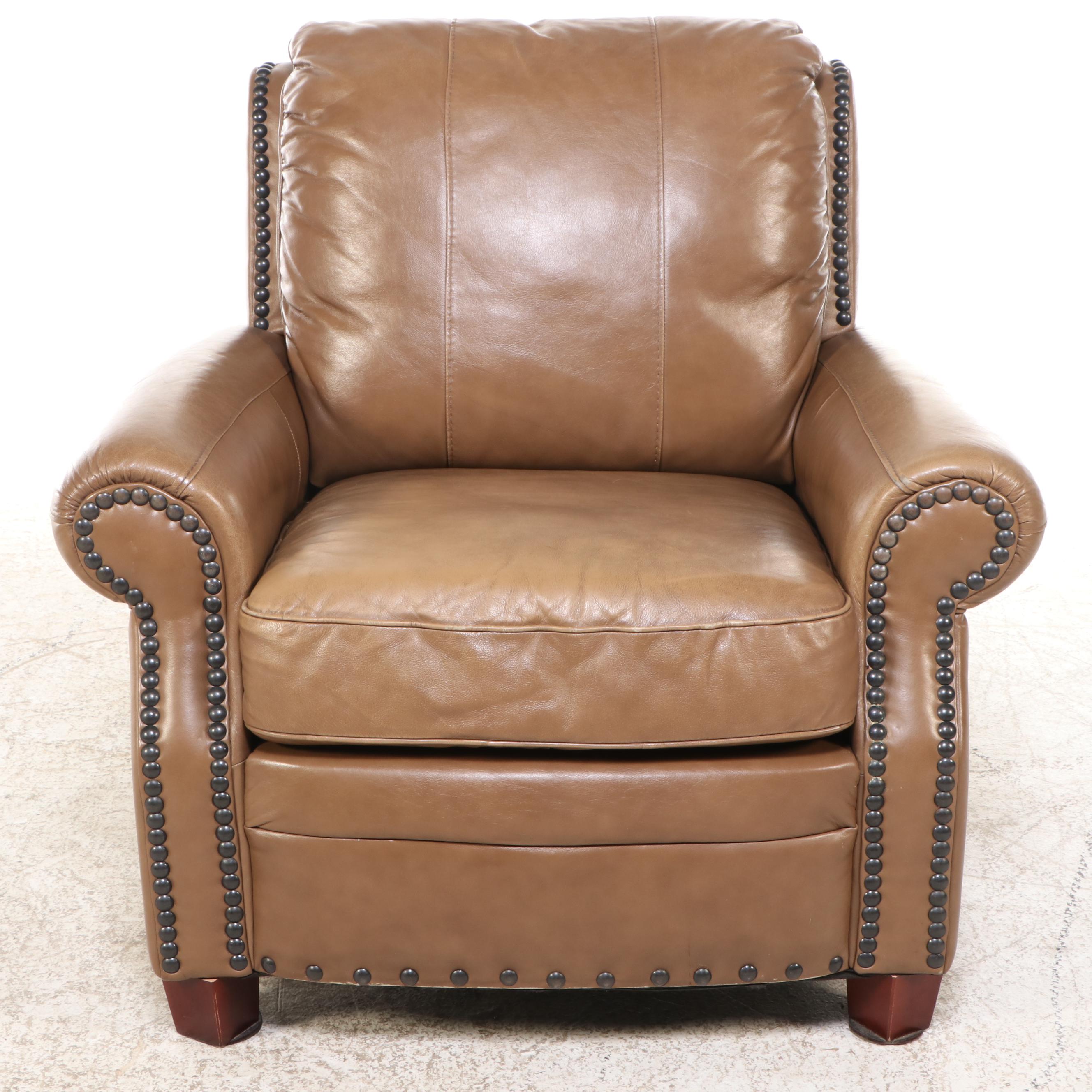 Italrom Leather Upholstered Club Chair with Nail Head Trim