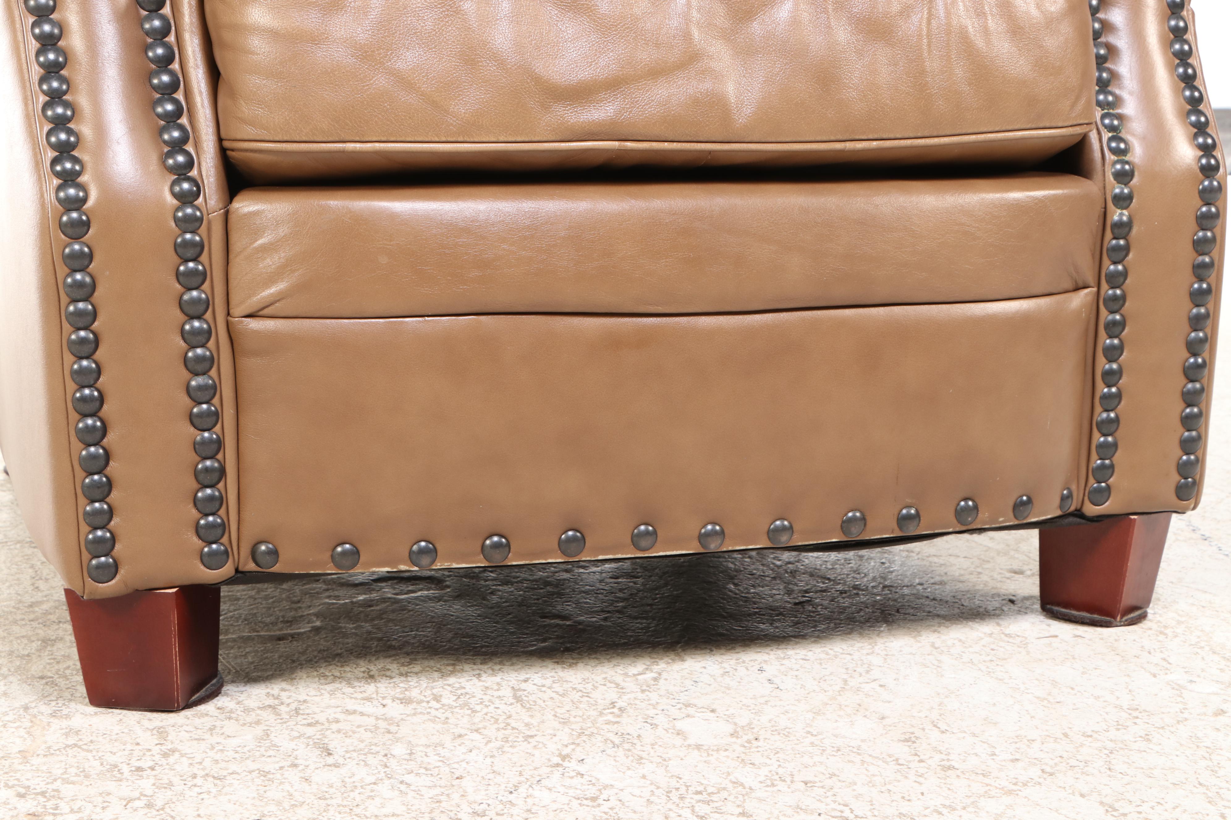 Italrom Leather Upholstered Club Chair with Nail Head Trim