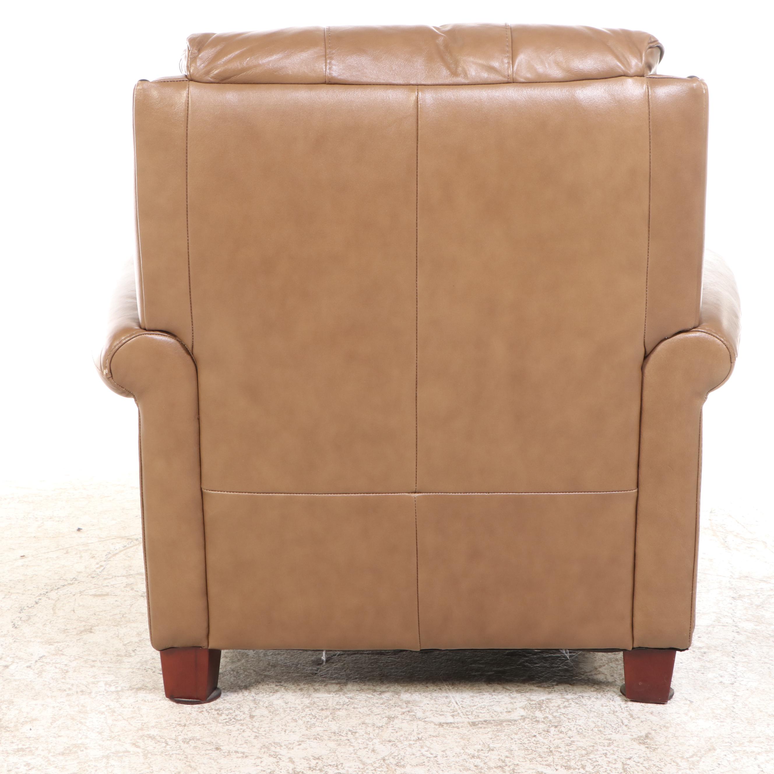 Italrom Leather Upholstered Club Chair with Nail Head Trim