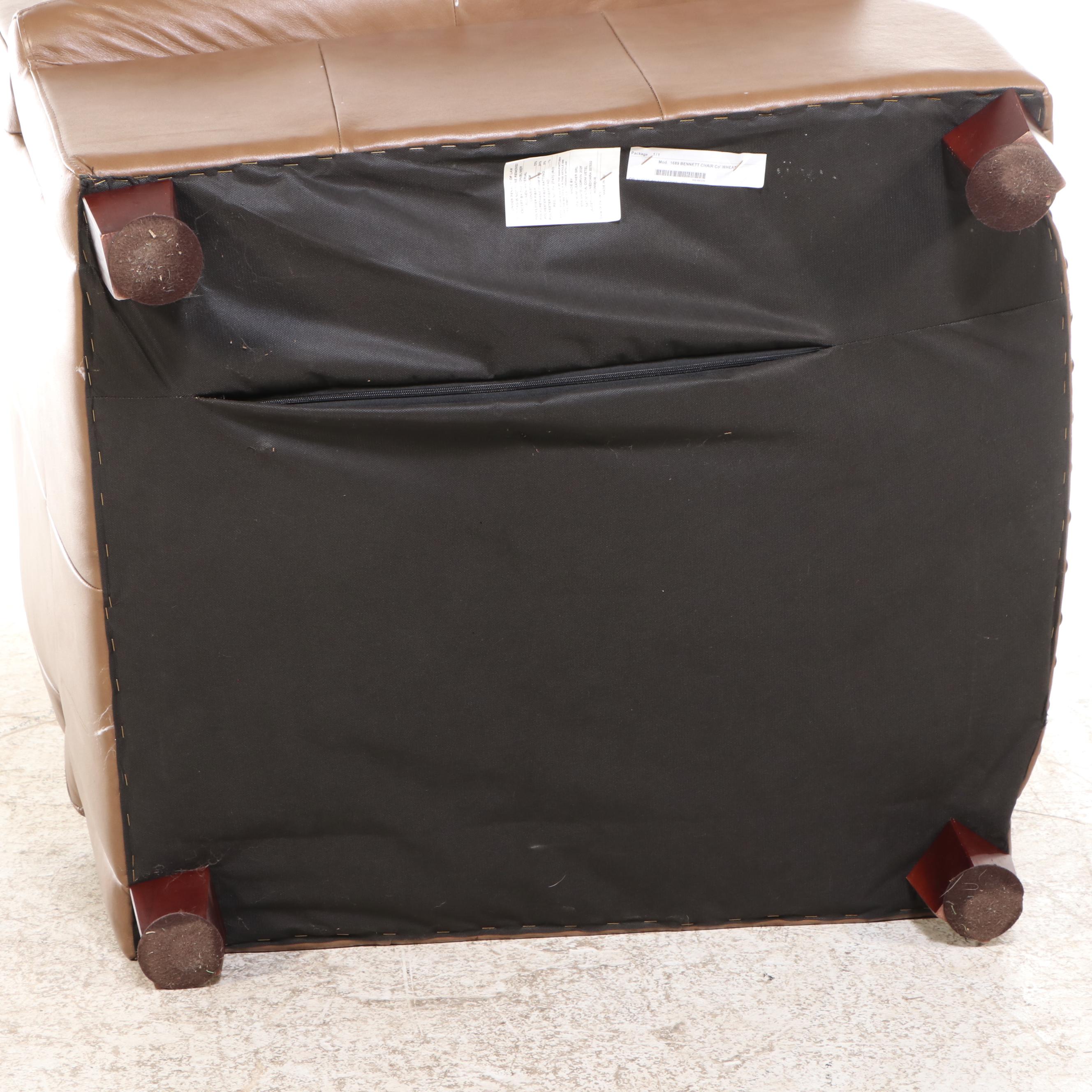 Italrom Leather Upholstered Club Chair with Nail Head Trim
