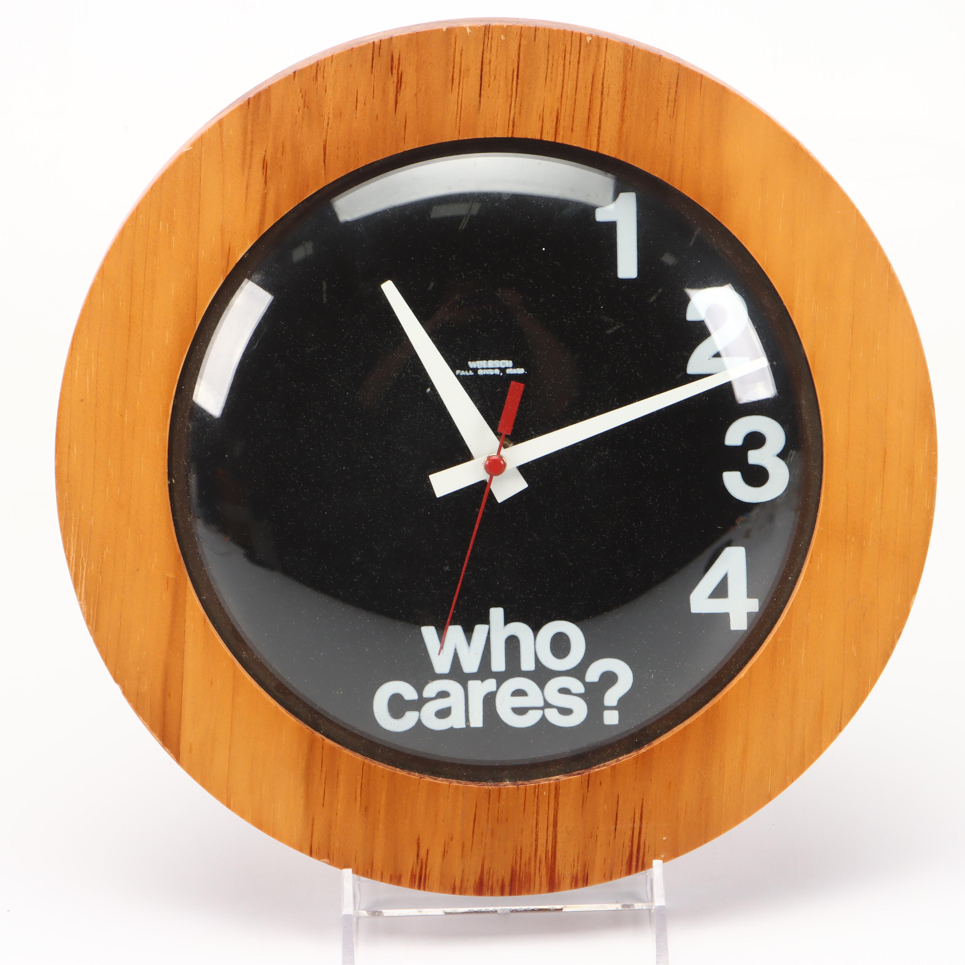 Wersch Who Cares? Wall Clock with Other Wooden Stand, Mid-20th Century