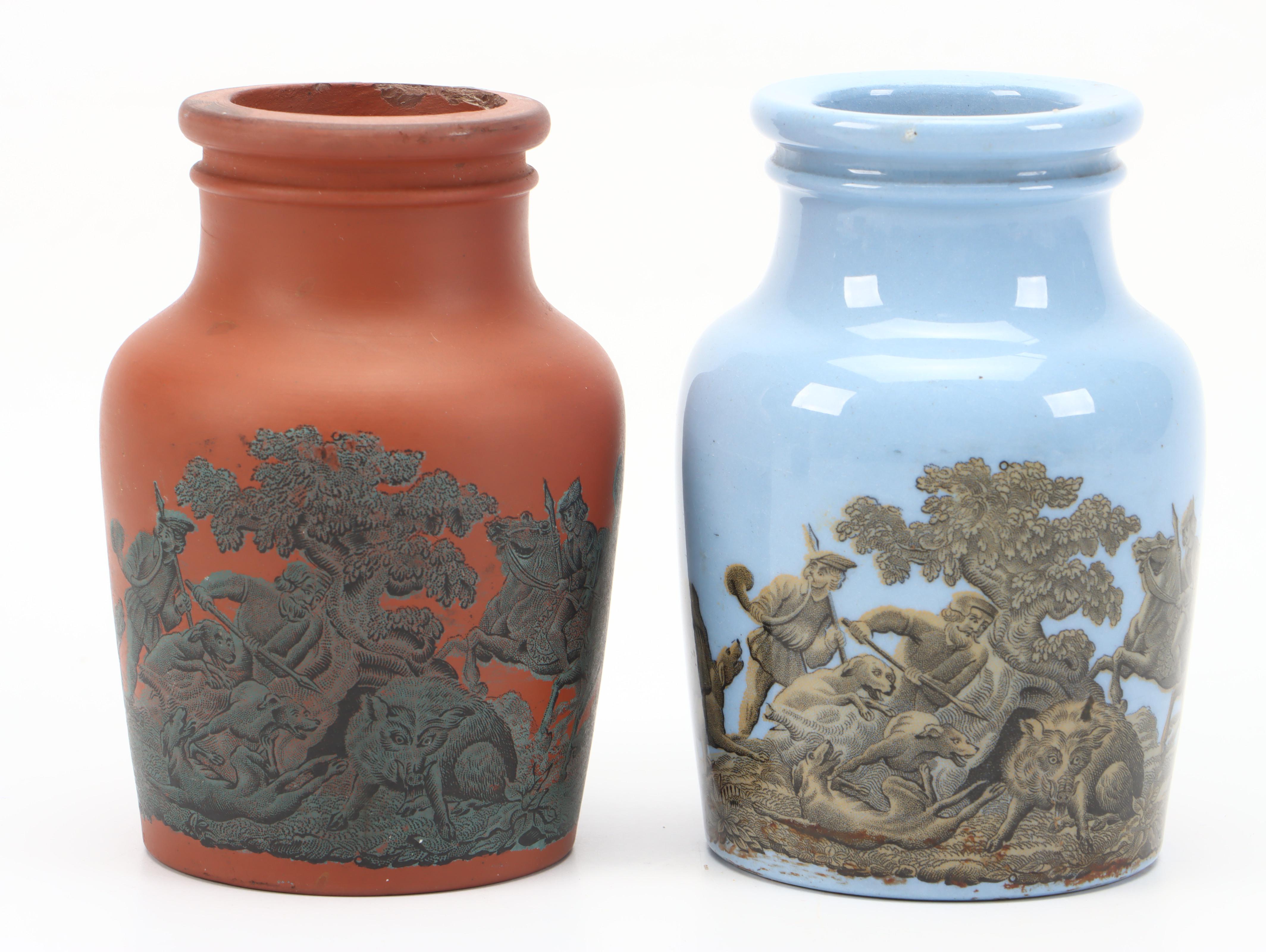 Felix & Richard Pratt "Etruscan" Match Striker and Other Prattware Mustard Pots